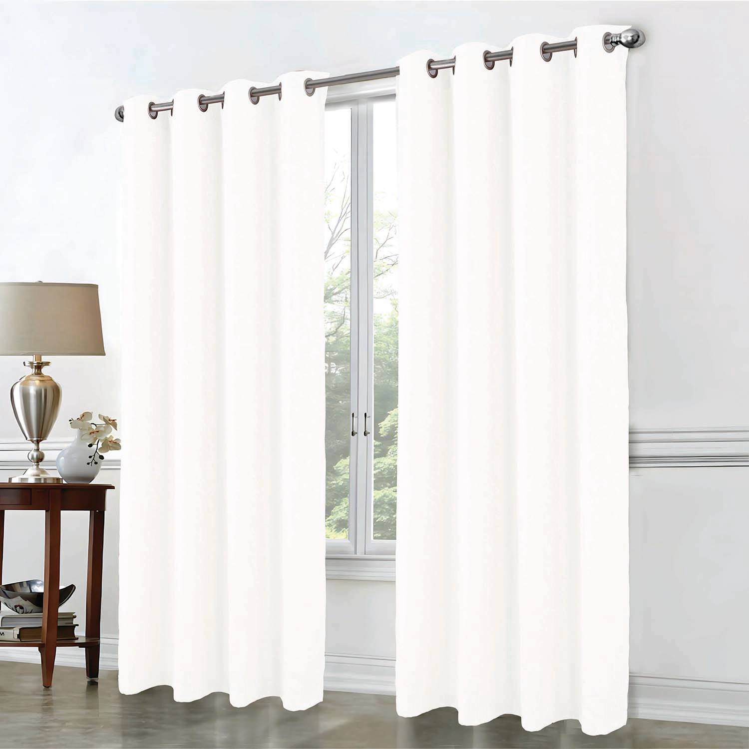 RT Designer Collection Cosmo Shimmer Jacquard Grommet Curtain Panel 54" x 84" White