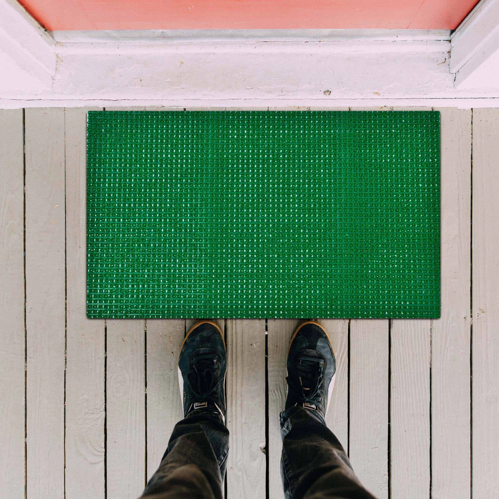 Evideco French Home Goods Green Pixie Grass Polyethylene Doormat 24 x 16 Inches
