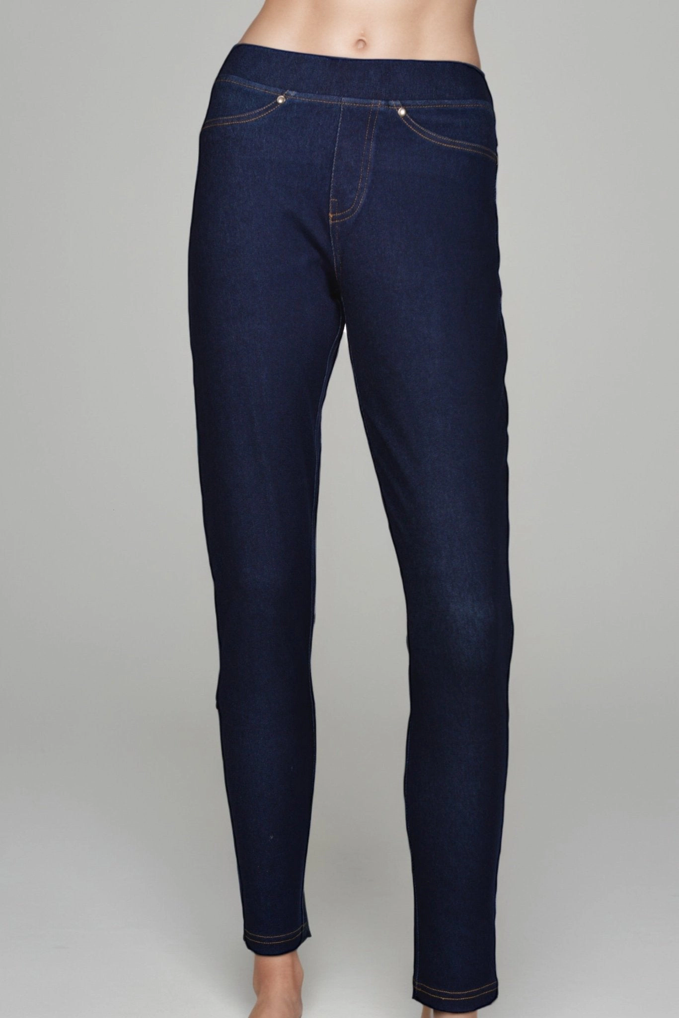DressAtR Women's Navy Blue Denim Stretch Skinny Fit Full Length Pant