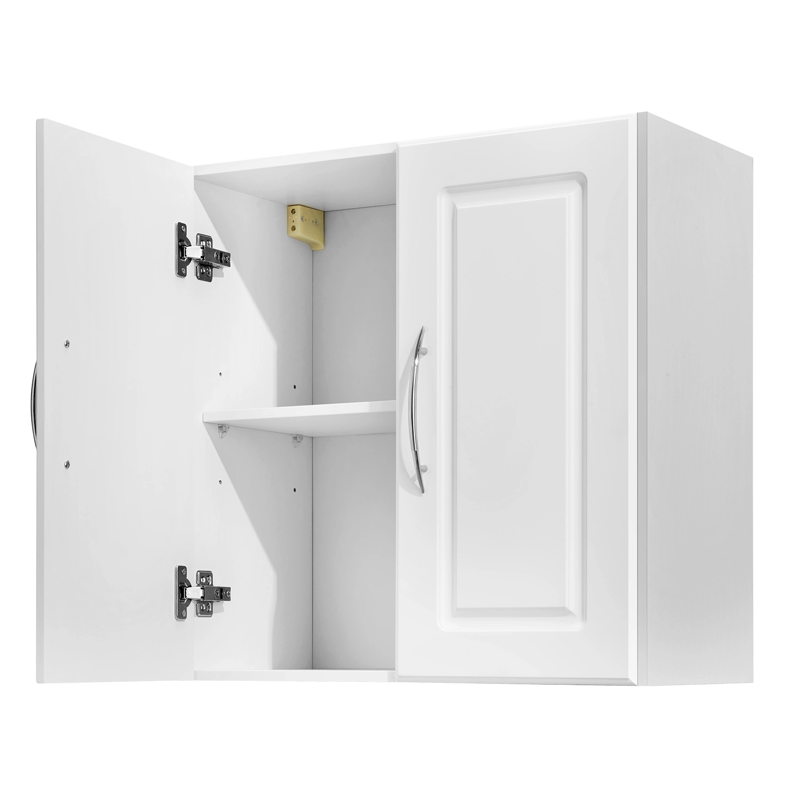 HONGGE 2-Tier Wall Mounted Laundry Cabinet with Adjustable Shelf, 2-Door Storage Cupboard, White, 24 in
