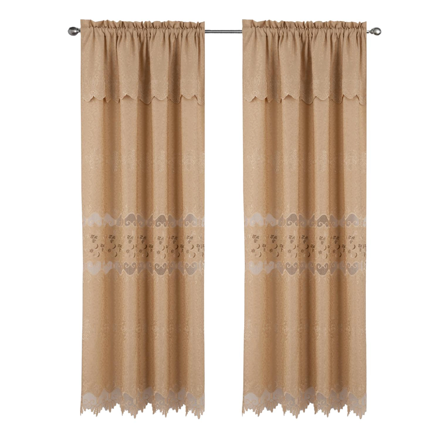 RT Designer Collection Alice Macrame Luxurious Decorative Rod Pocket Curtain Panel 54" x 84" Gold