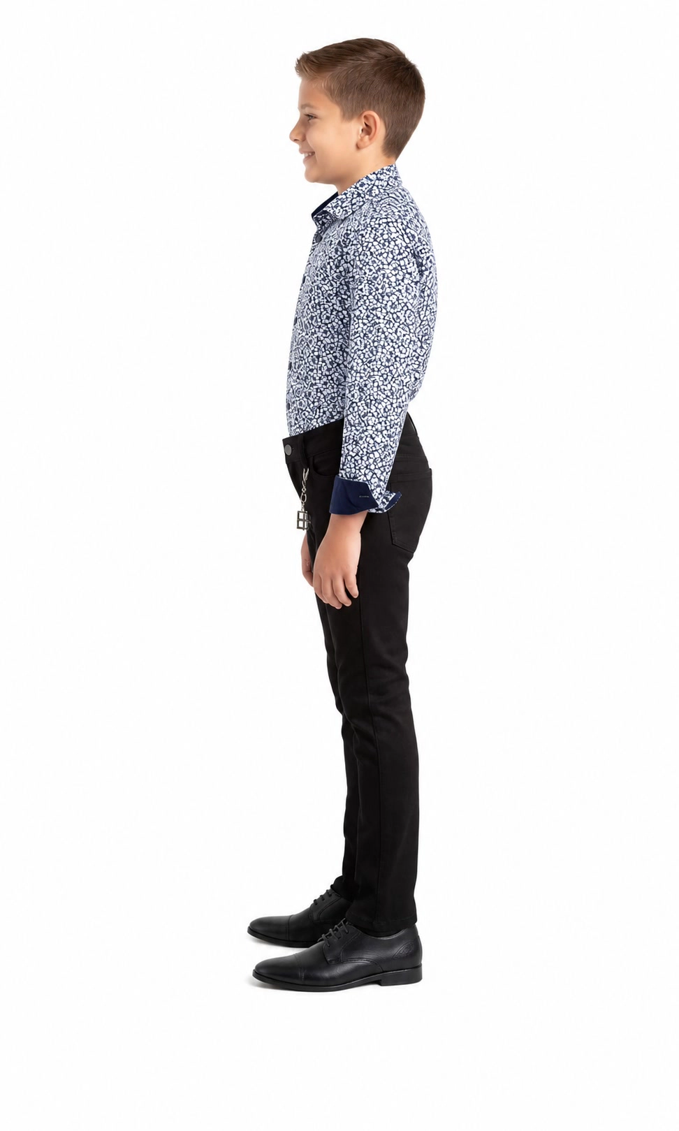Elie Balleh Boys Slim Fit Floral Dress Shirt
