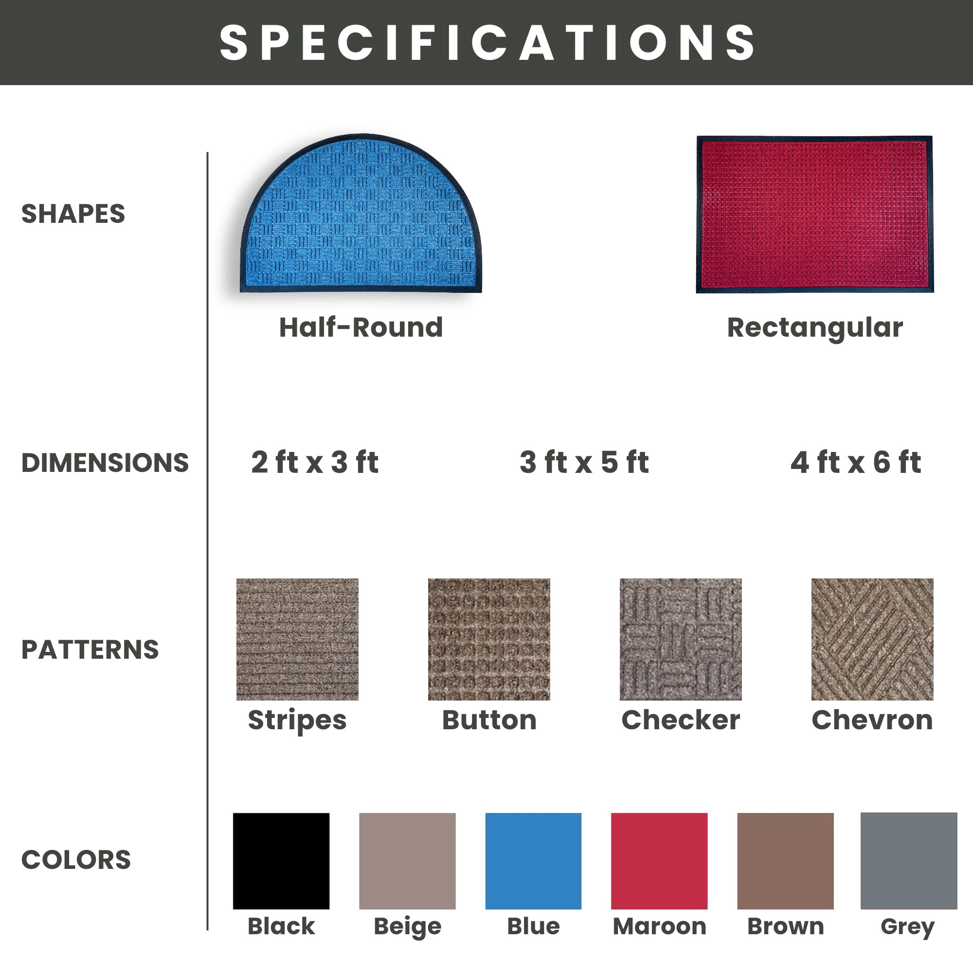 Envelor Rectangular Outdoor Non-Slip Entrance Door Mat