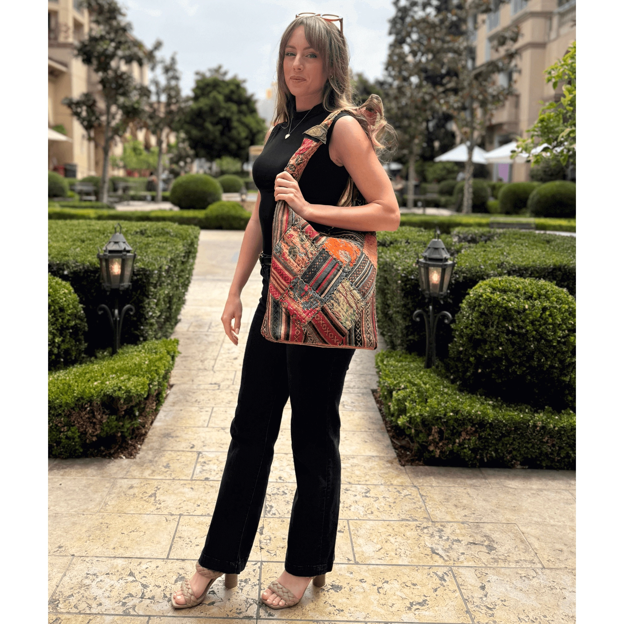 Kathmandu Collection Womens Quilted Patchwork Hobo Bag