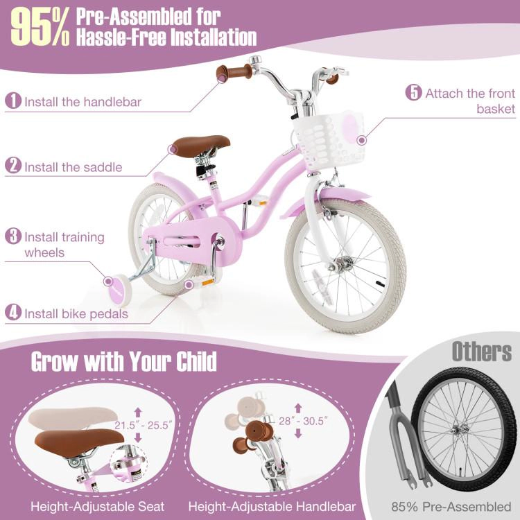SUGIFT Front Handbrake and Removable Storage Basket Kids Bike