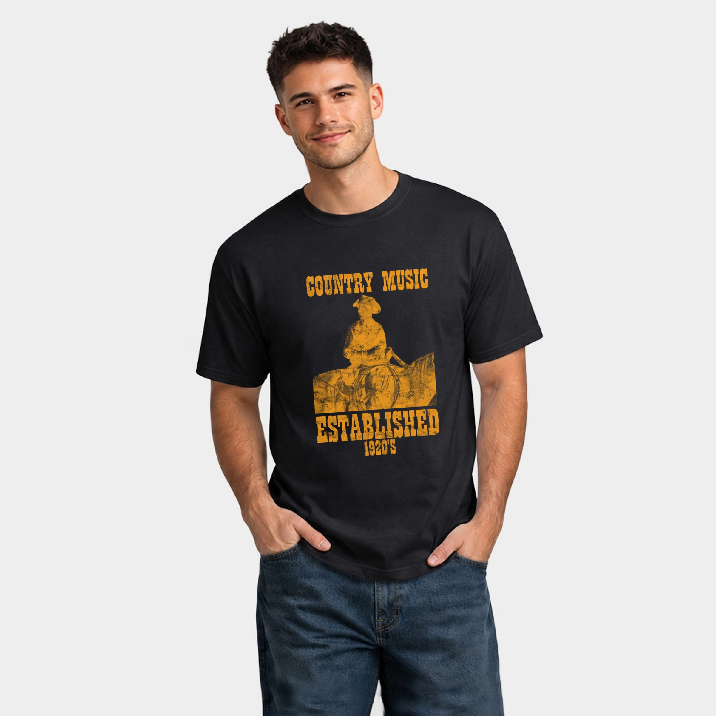 Simply Sage Market - Men's Garment Dyed Graphic T-Shirt Country Music EST 1920s