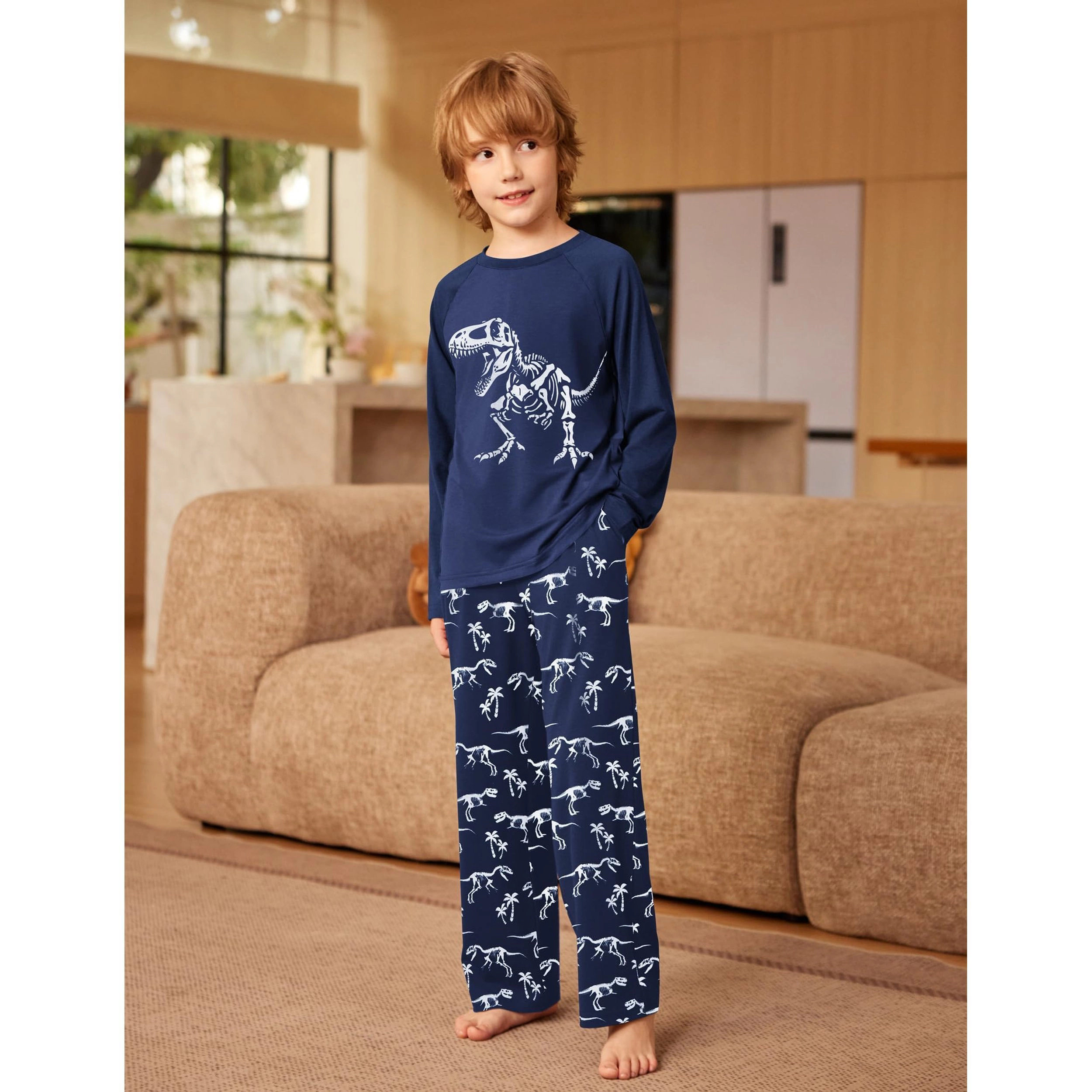 Arshiner Boys Pajamas Set Long Sleeve Sleepwear Piece Pajama For Big