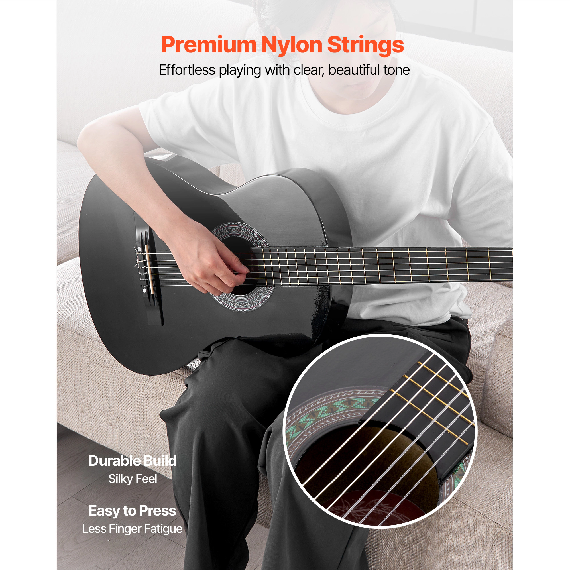 HONGGE Classical Guitar 30 Inch Wood Starter Kit for Beginners with Nylon Strings Gig Bag Strap Tuner