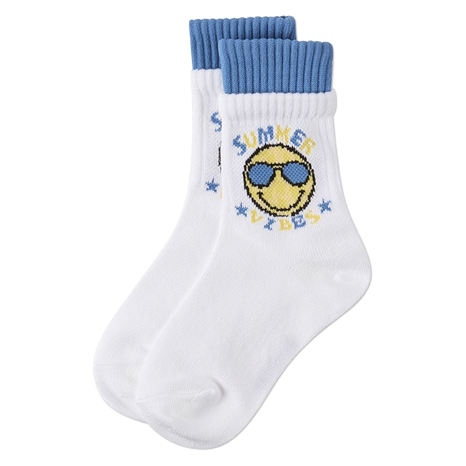 MeMoi Girls "Summer Vibes" Cotton Blend Double-Layer-Look Crew Sock