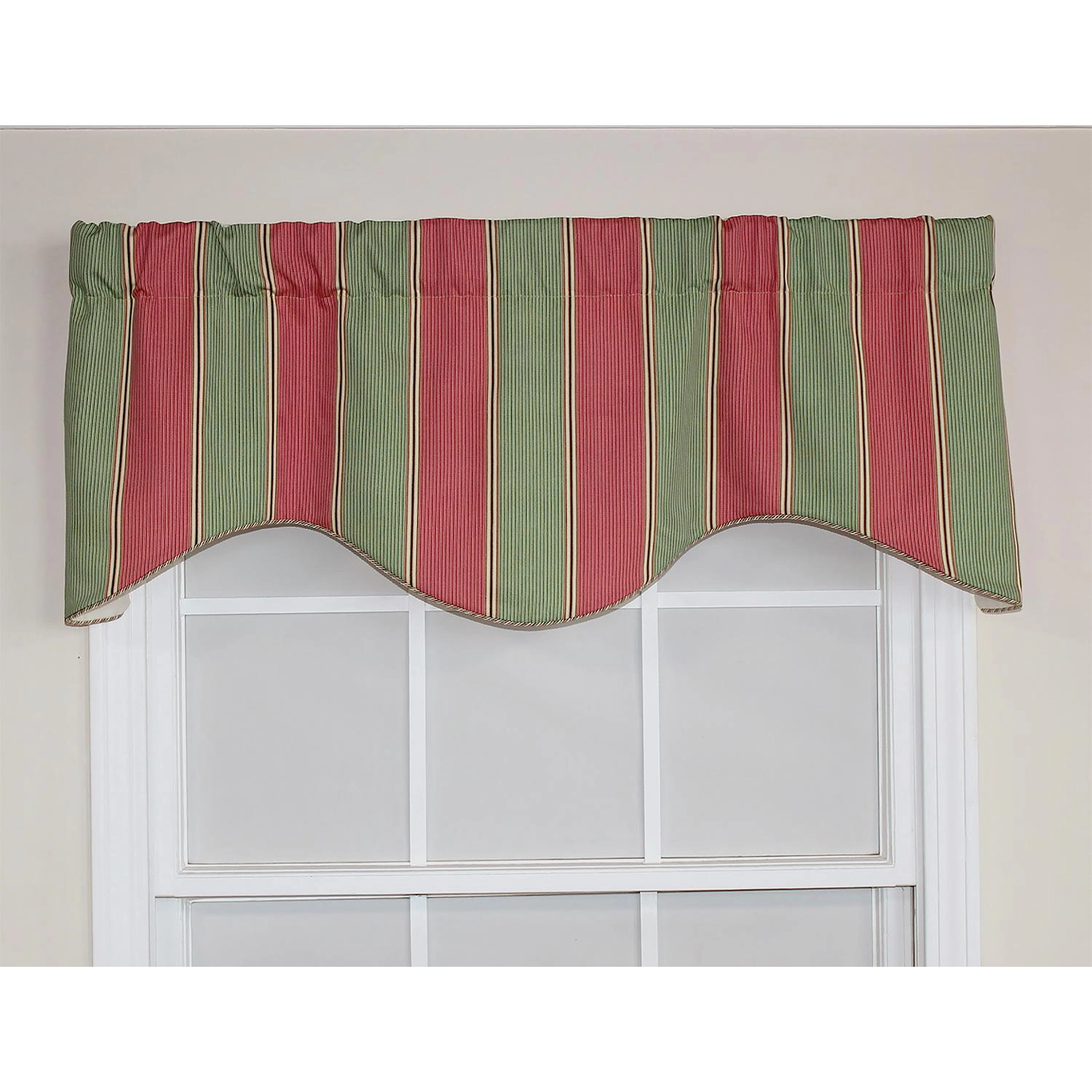 RLF Home Parlor Stripe Cornice Window Treatment Valance Fits up to 48"W 3" Rod Pocket 50" x 17" Watermelon