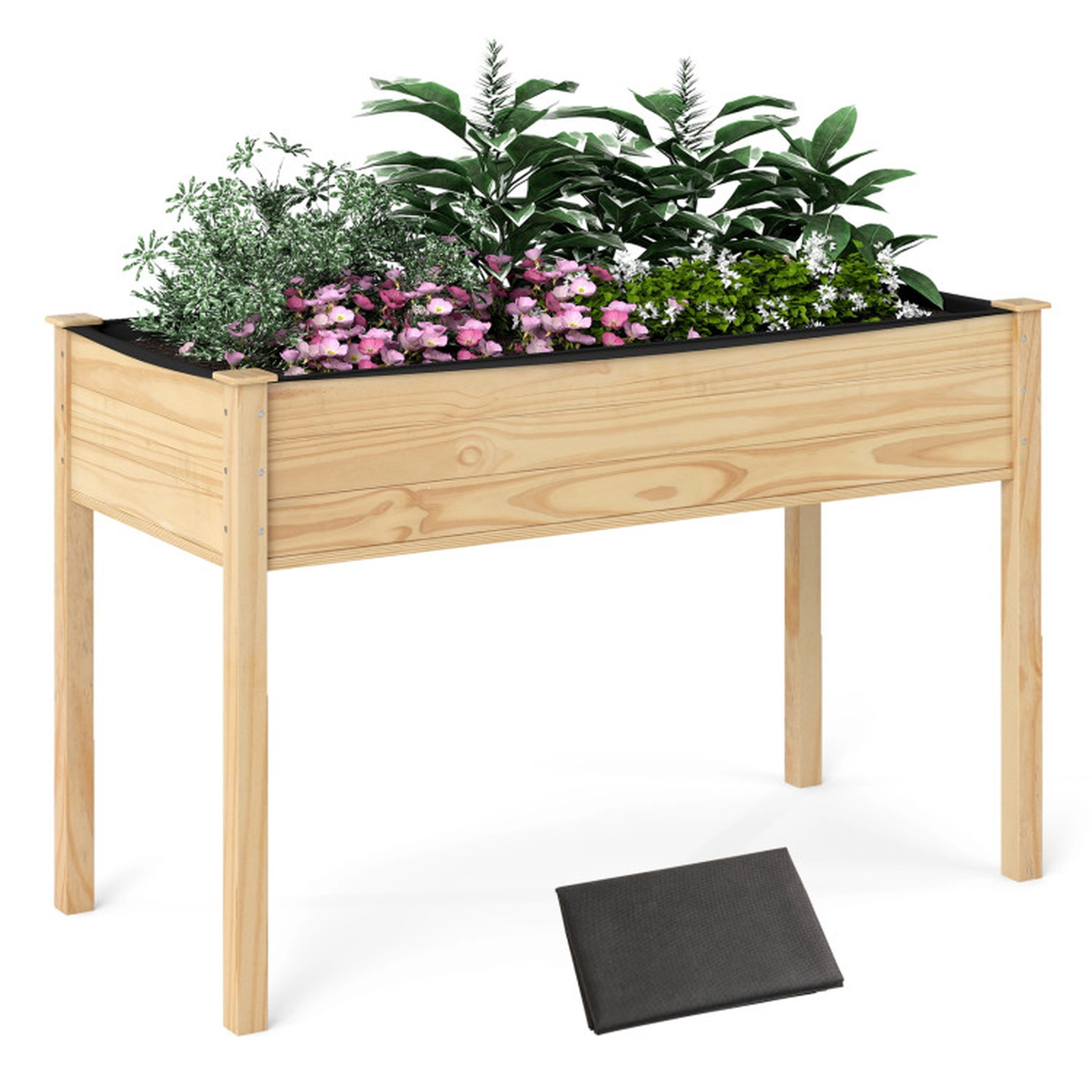 SUGIFT 47-in Wooden Raised Vegetable Garden Bed Elevated Planter 220-lb Capacity 30-in Tall Natural Gray 1-Pc Fir Wood