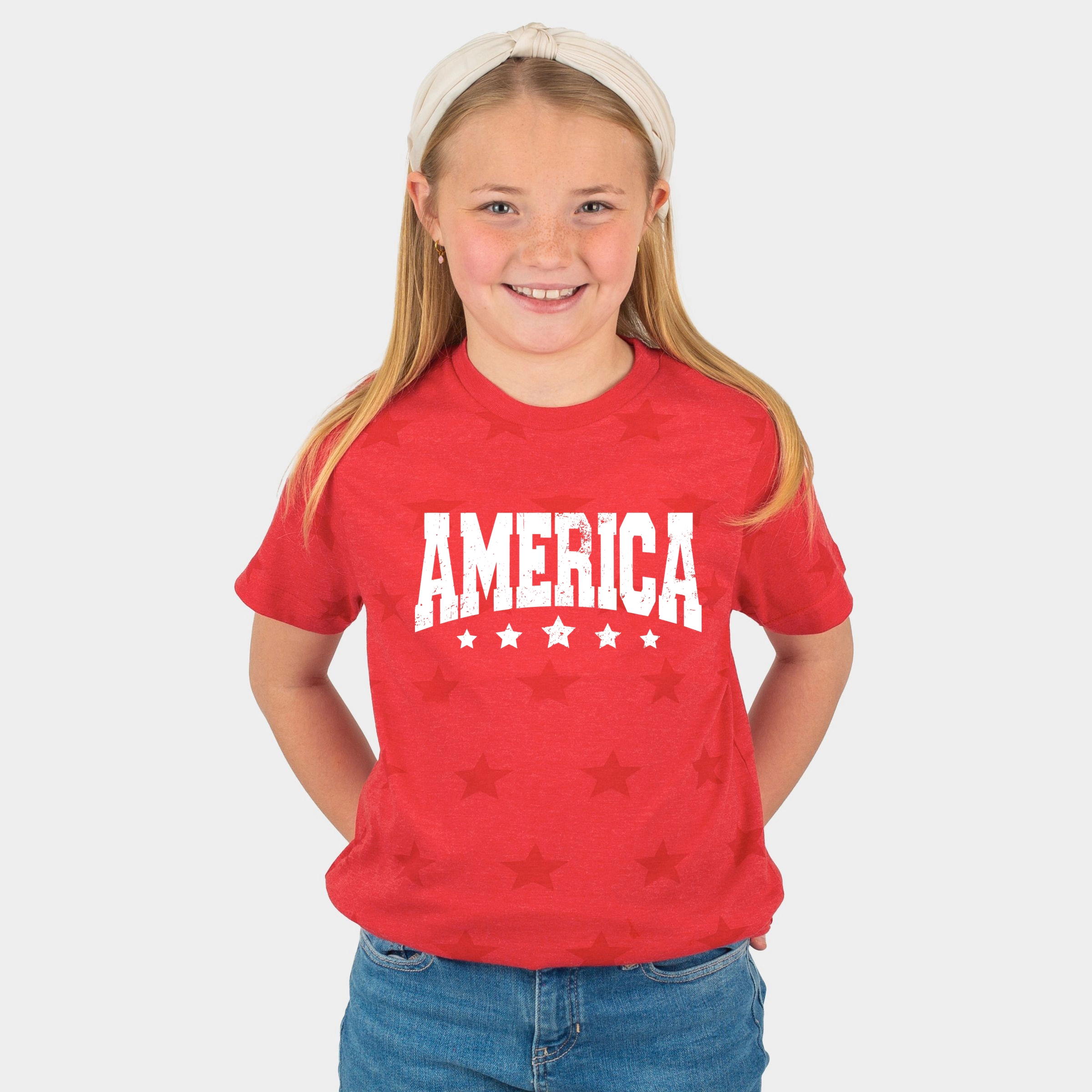 The Juniper Shop - America Varsity Star Distressed Youth Short Sleeve Tee