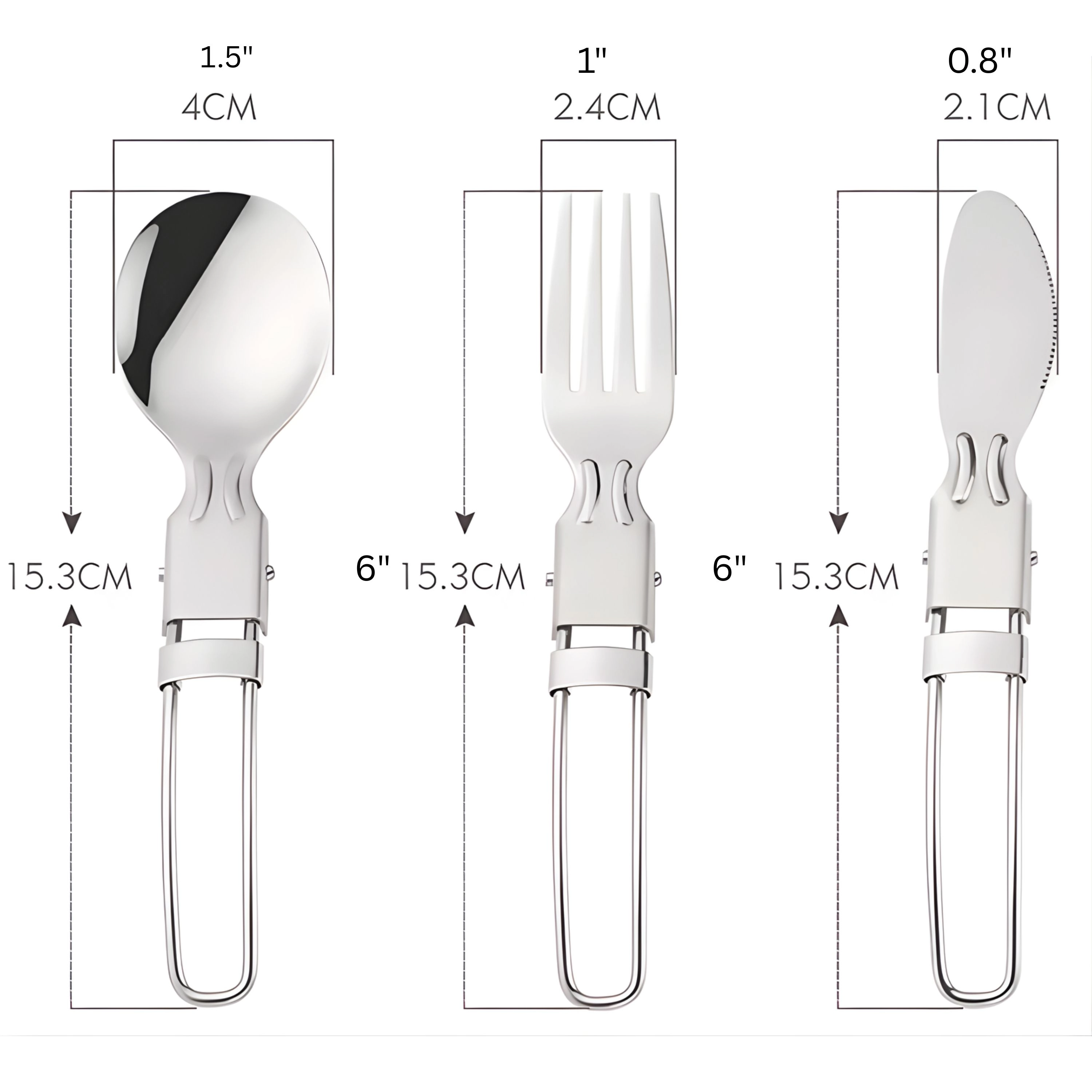 Kitcheniva Folding Spoon, Fork & Knife Portable Cutlery Set For Camping
