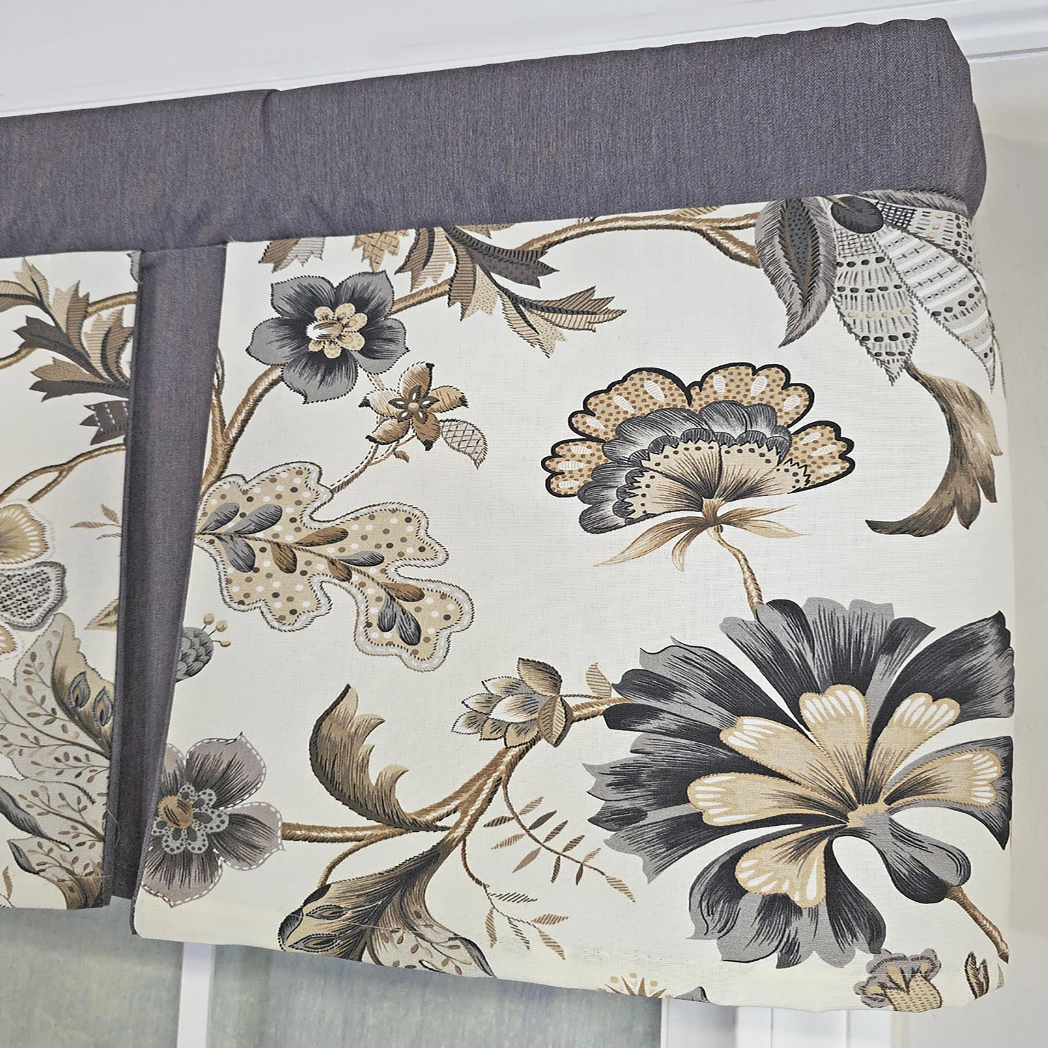 RLF Home Zanzibar Pleated 100% Cotton Rod Pocket  Window Valance 50" x 17" Gray