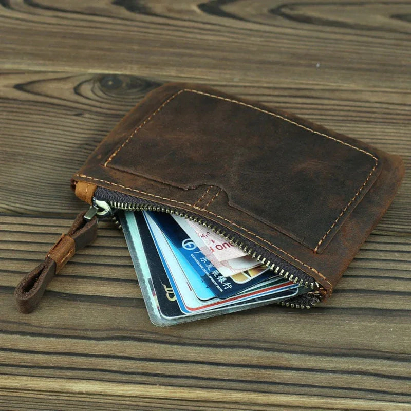 Steel Horse Leather Unisex The Cael | Handmade Leather Coin Purse with Zipper