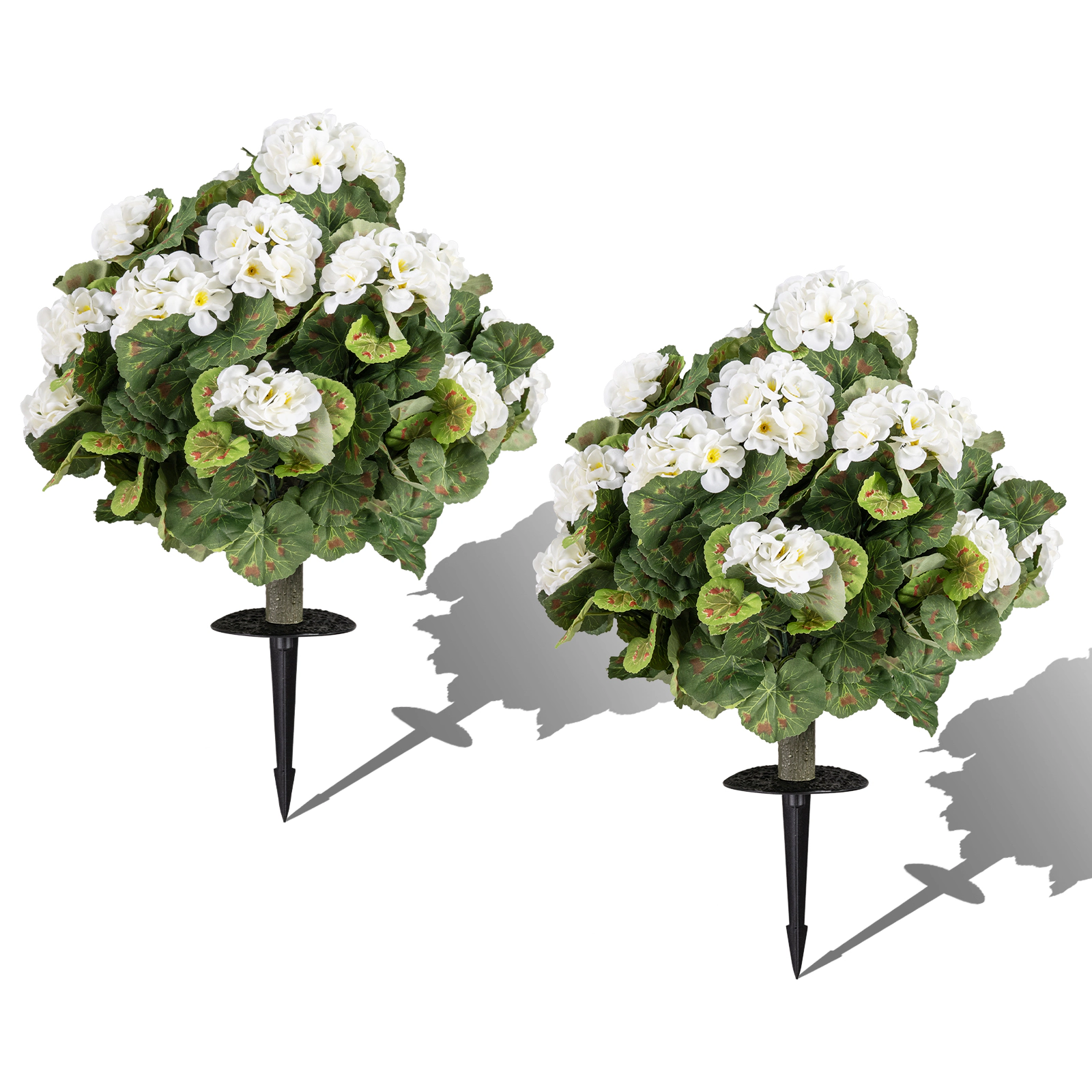 Slickblue Set of 2 Artificial Begonia Topiary Ball White Flowers 22.5 In Outdoor Plant Decor