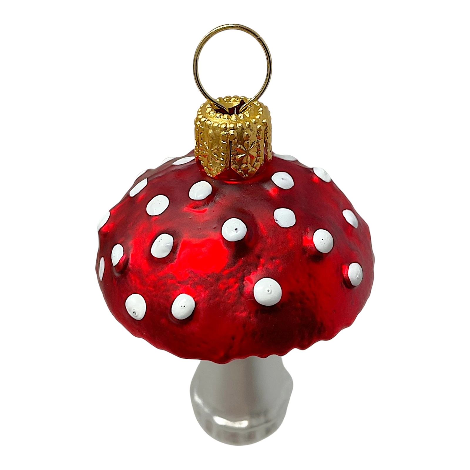 Pinnacle Peak Trading Company Red Toadstool Mushrooms Polish Glass Christmas Ornament Set of 2 Decorations
