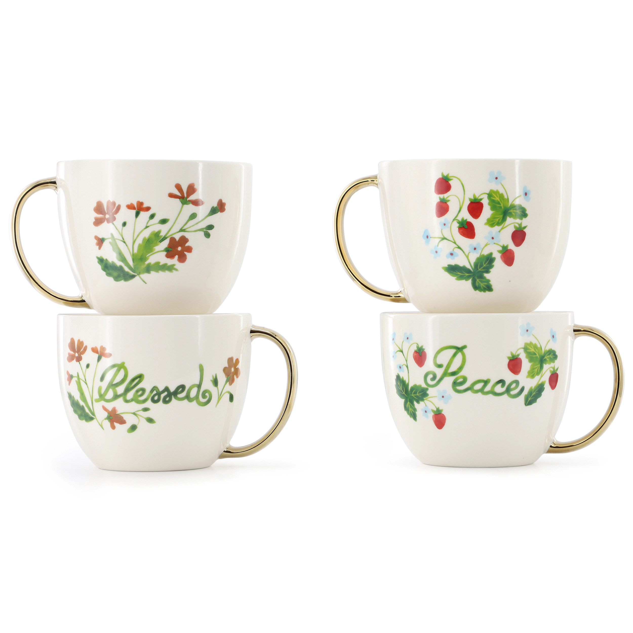 Gibson Home Inspired Gardens 8 Piece 17.5 Ounce Ceramic Assorted Mug Set