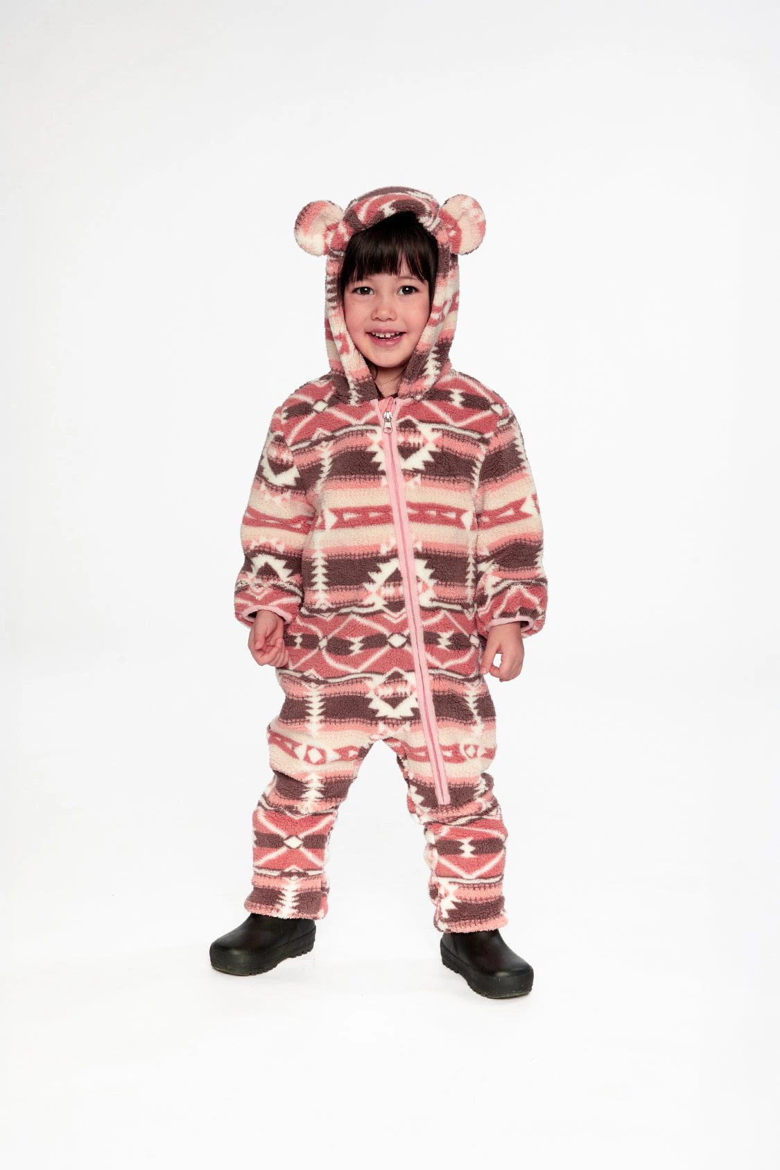 Deux par Girls Animal Ear Hooded Mid-Season Plush One-Piece Outerwear