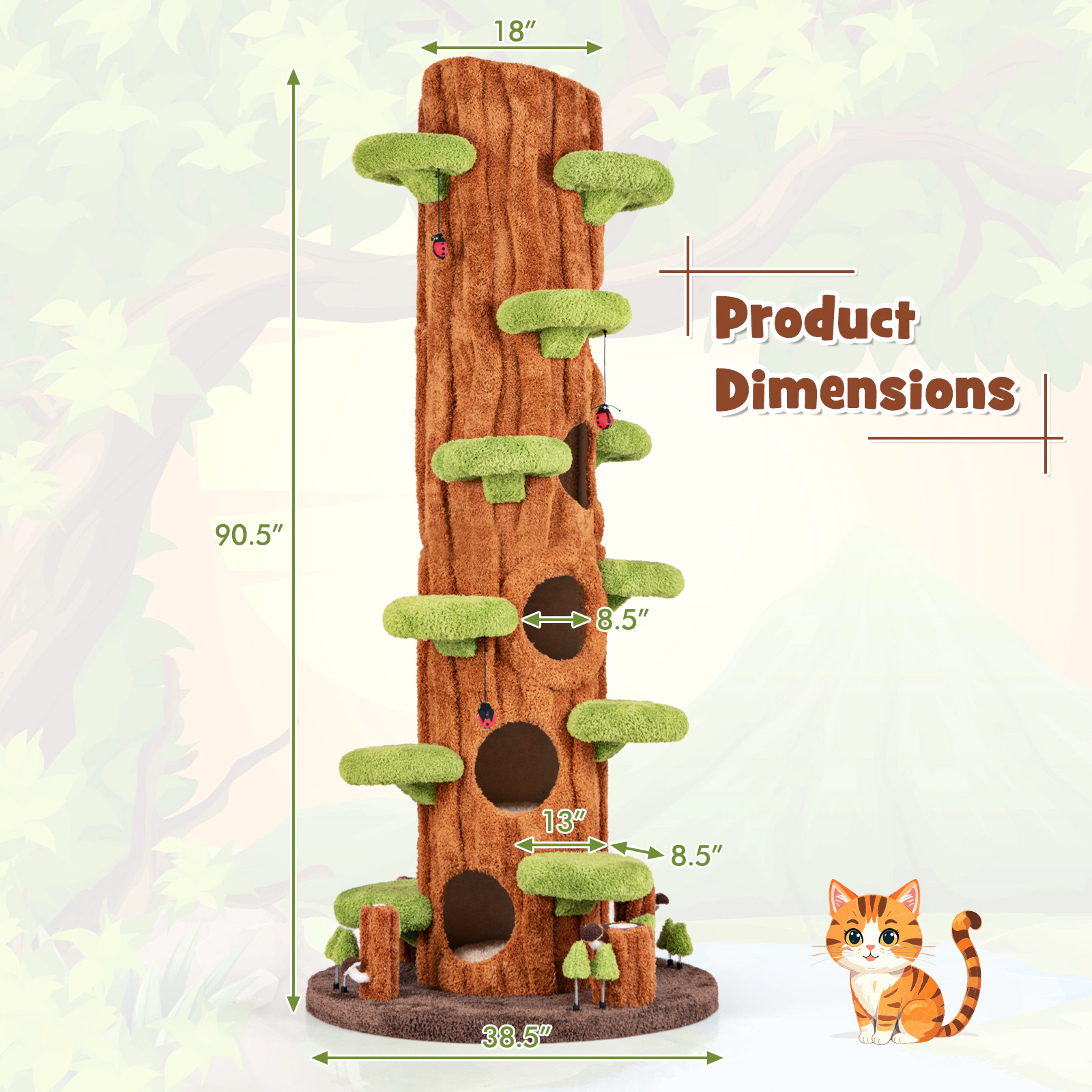 SlickBlue Tall Cat Tree Tower with Multi-Level Perches and Condos