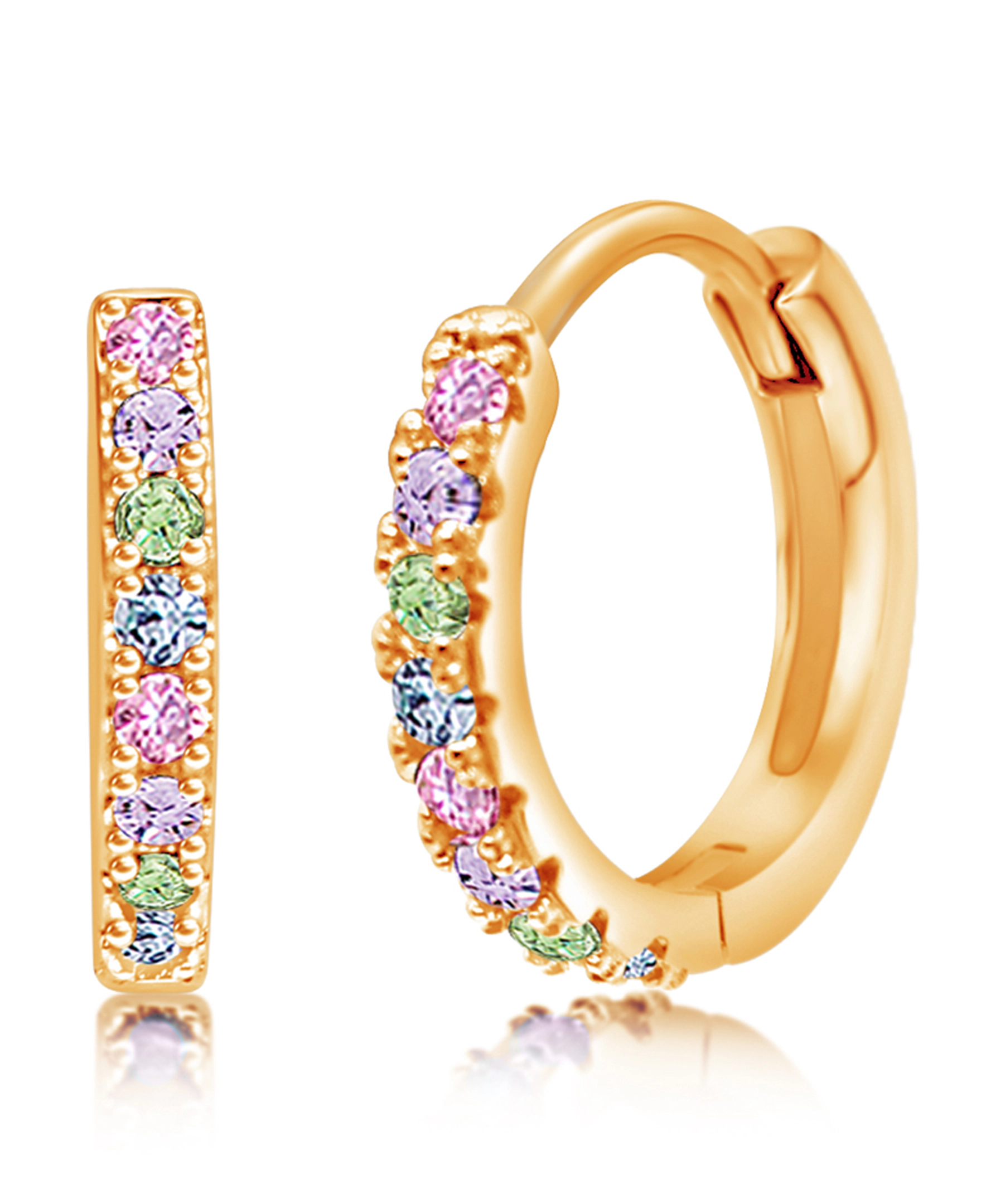 CHANTEUR Kids Gold-Plated Round Crystal Huggie Hoop Earrings - Nickel, Lead & Cadmium Safe