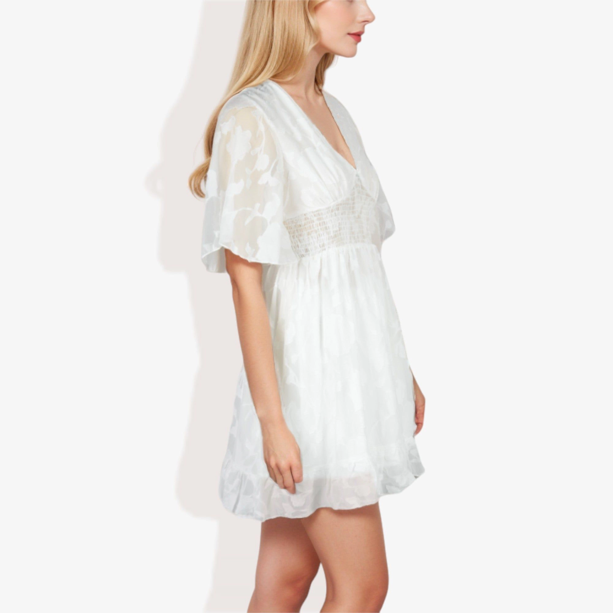 Anna-Kaci Women's V-Neck Short Sleeve Lace Mini Dress