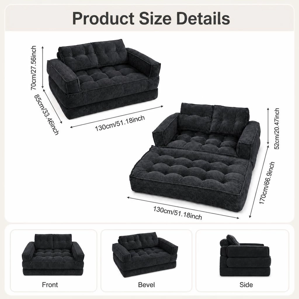 GOODSILO Convertible Foam Folding Guest Sofa Bed
