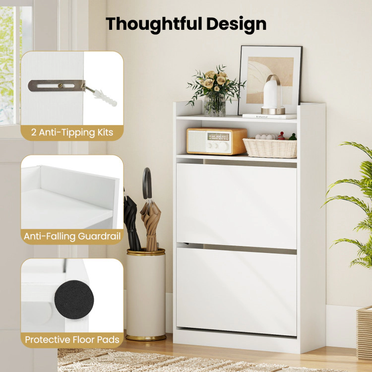 Hivvago Shoe Storage Cabinet Hidden Shoe Rack with 2 Flip Drawers Adjustable and Removable Shelves