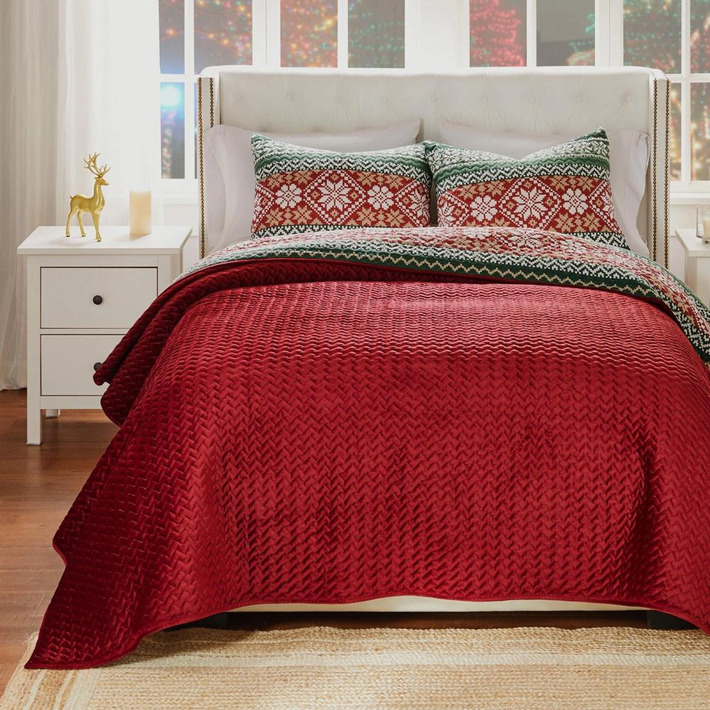 Greenland Home Fashion Fair Isle 2 Piece s Quilt Set Including Pillow Sham