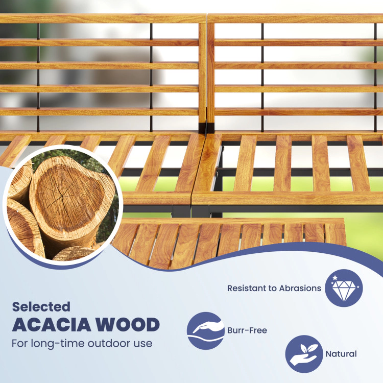Hivvago 6 Piece Patio Acacia Wood Conversation Sofa Set With Ottomans And Coffee Table