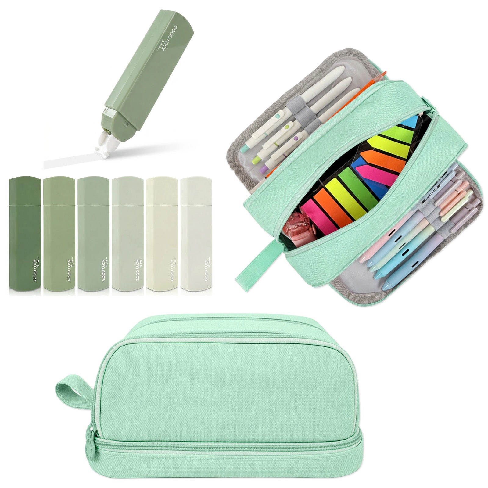Wrapables 4-Compartment Pencil Case Set with White Correction Tape