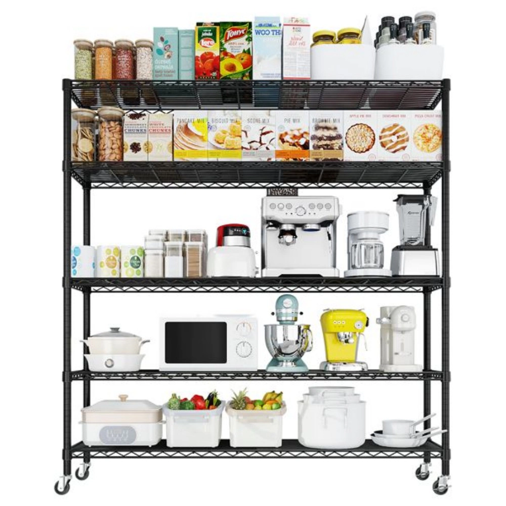 Flynama Heavy Duty Wire Shelving with Wheels, 59x17.7x74in, NSF 3125LB Commercial Shelf for Garage and Pantry