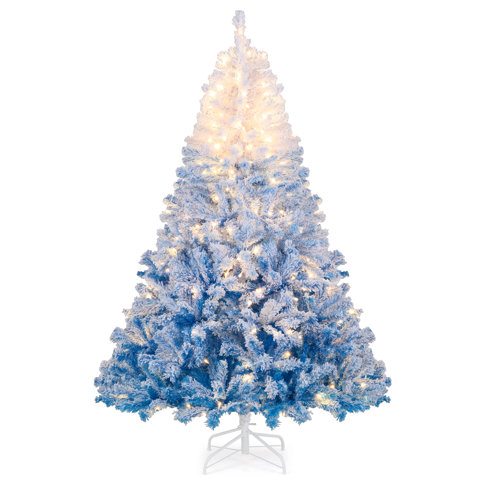 Costway 5/6/7/8 FT Artificial Christmas Tree with 180/250/350/470 Warm White LED Lights
