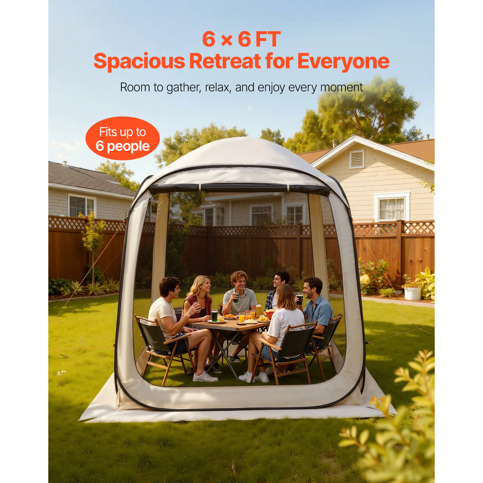 HONGGE Screen House Tent Pop Up Screen Tent Portable Screened in Canopy with Carry Bag Netting Sides Ground Stakes for