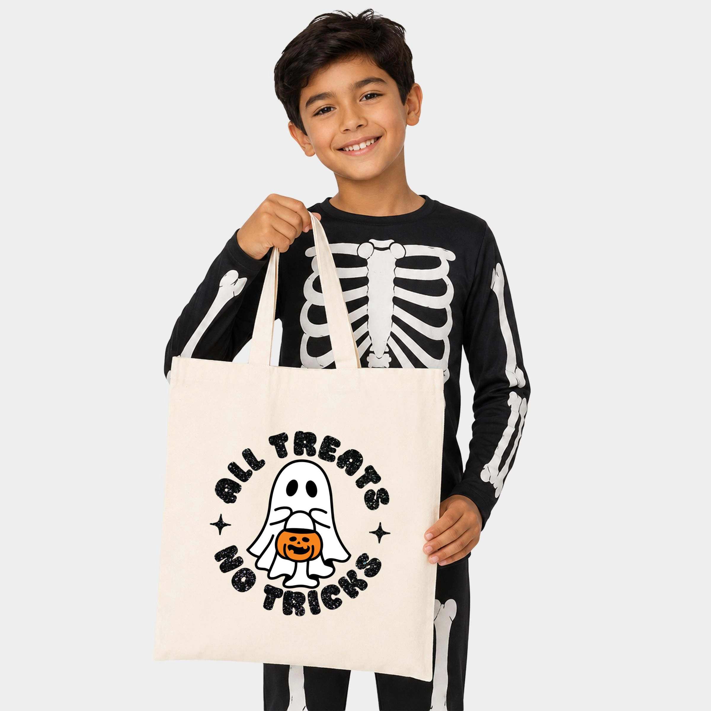 Simply Sage Market - Canvas Tote - All Treats No Tricks Ghost Glitter