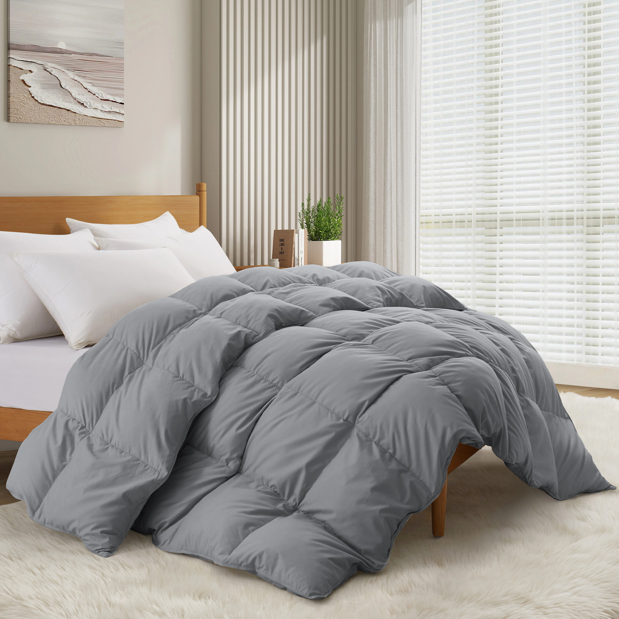 PEACENEST Winter Warm Feather Fiber Comforter Plush Cozy Bedding Insert