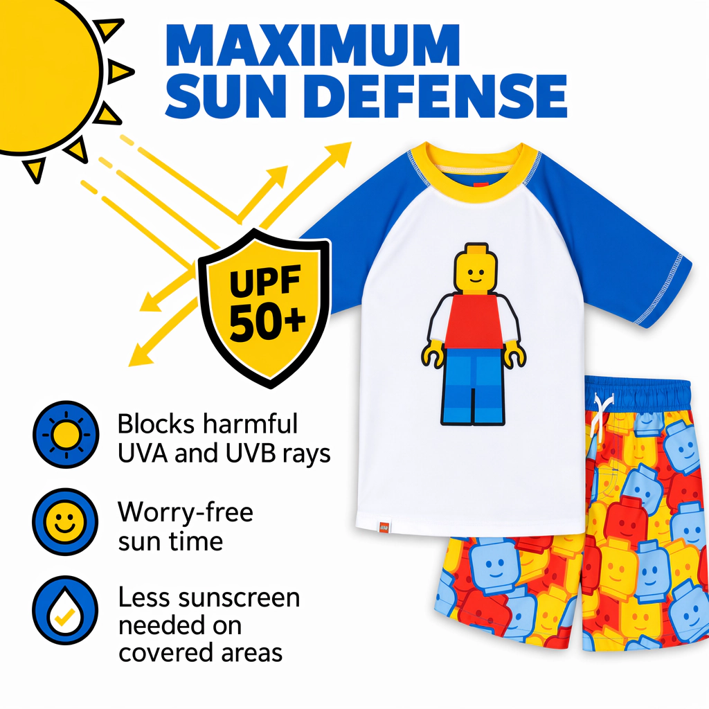 LEGO Boys' 2-Piece Swimwear Rash Guard and Swim Trunks Set