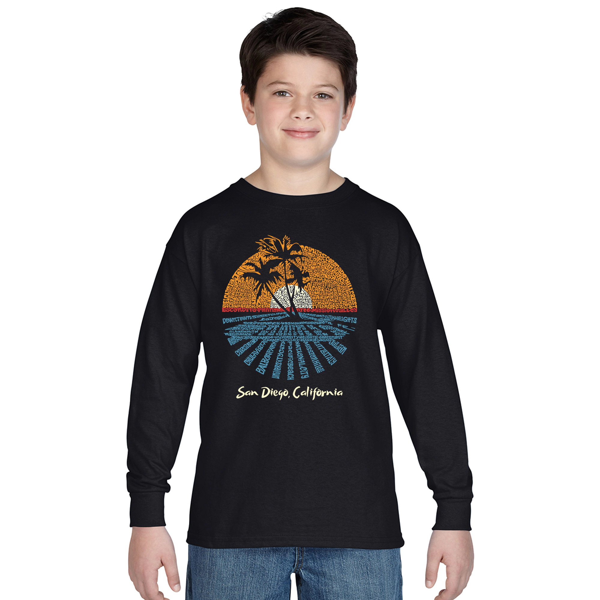 LA Pop Art Boys Long Sleeve T-Shirt -  Cities San Diego