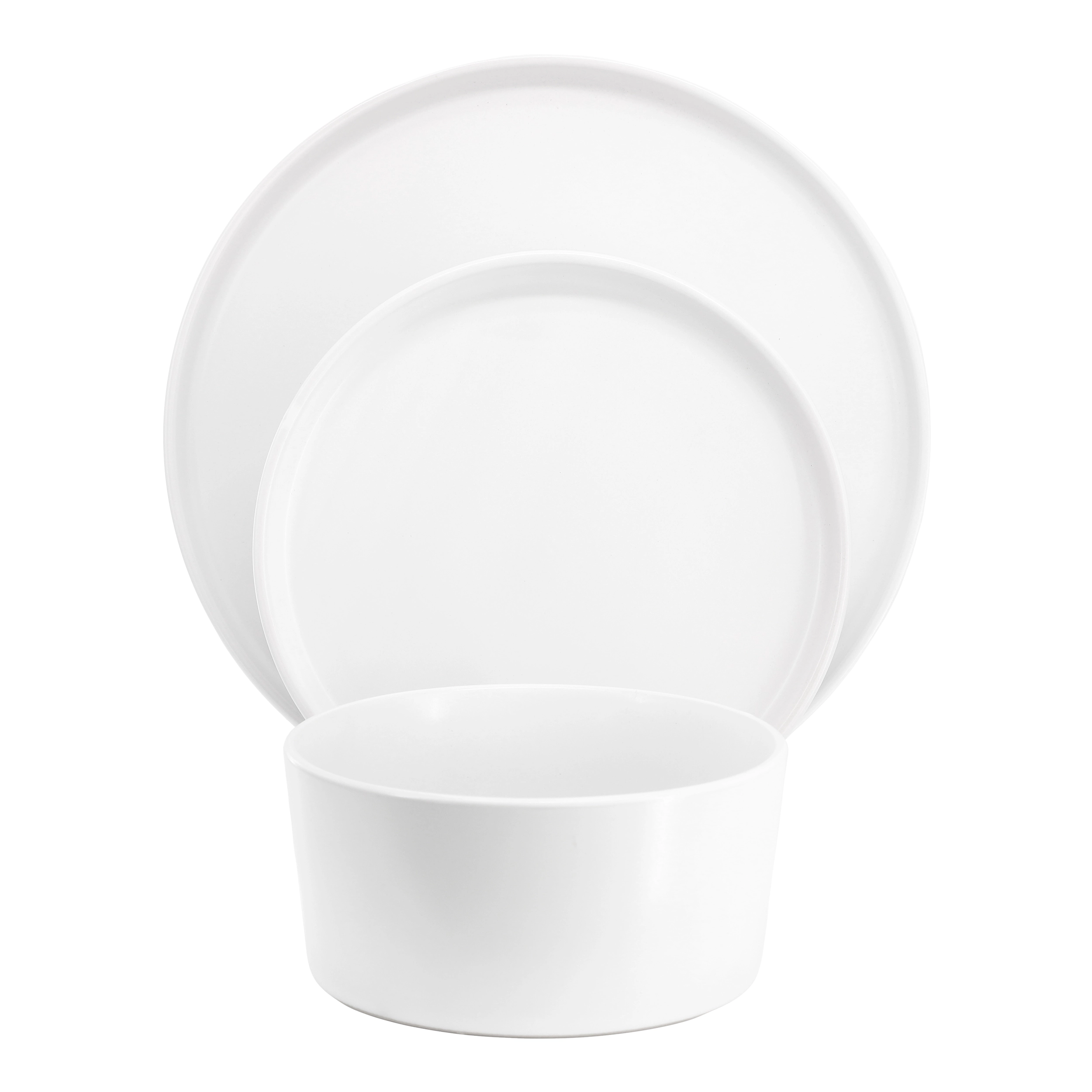 Elama Josh 18 Piece Stoneware Dinnerware Set in Matte White