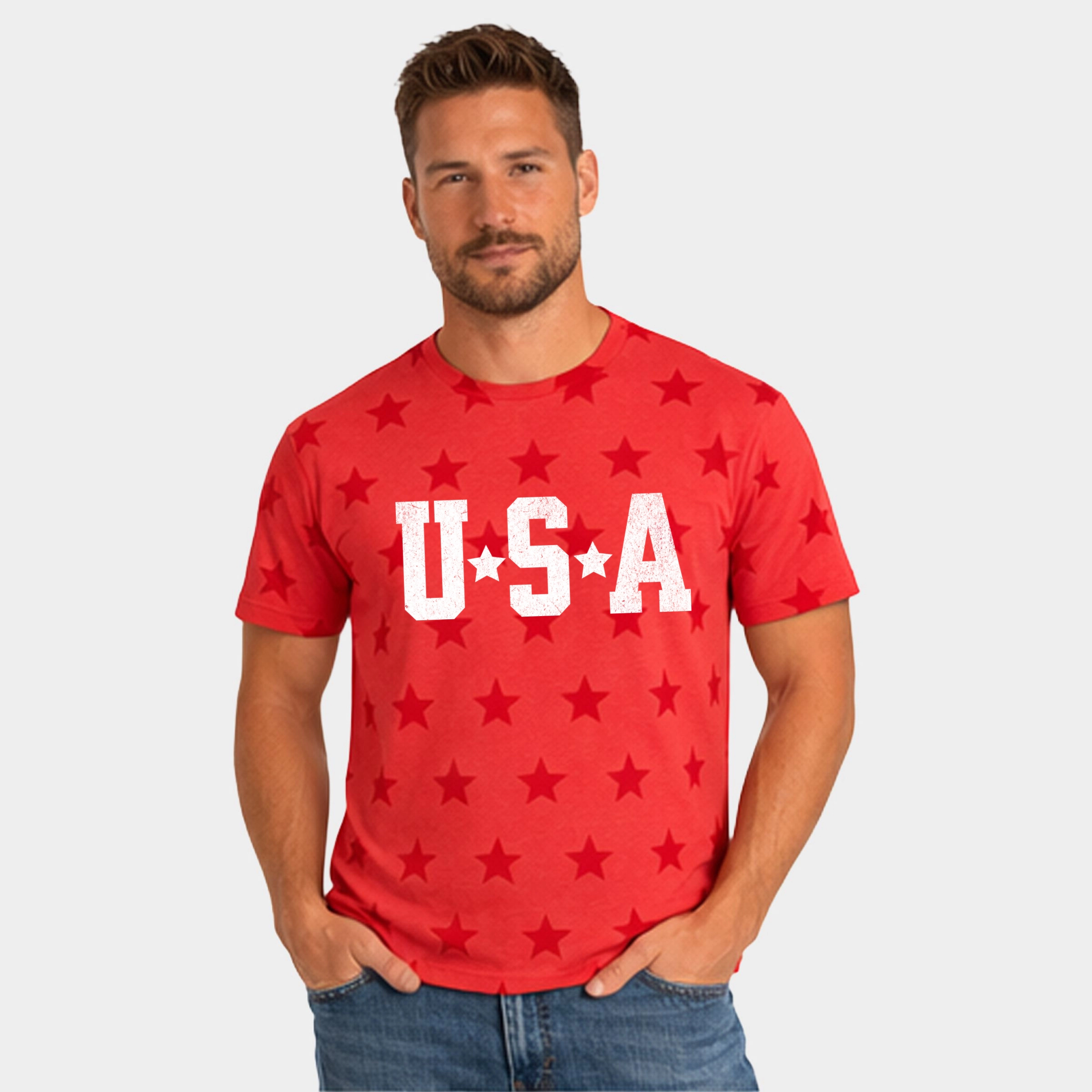 Simply Sage Market - USA Stars Men's Short Sleeve Star Tee