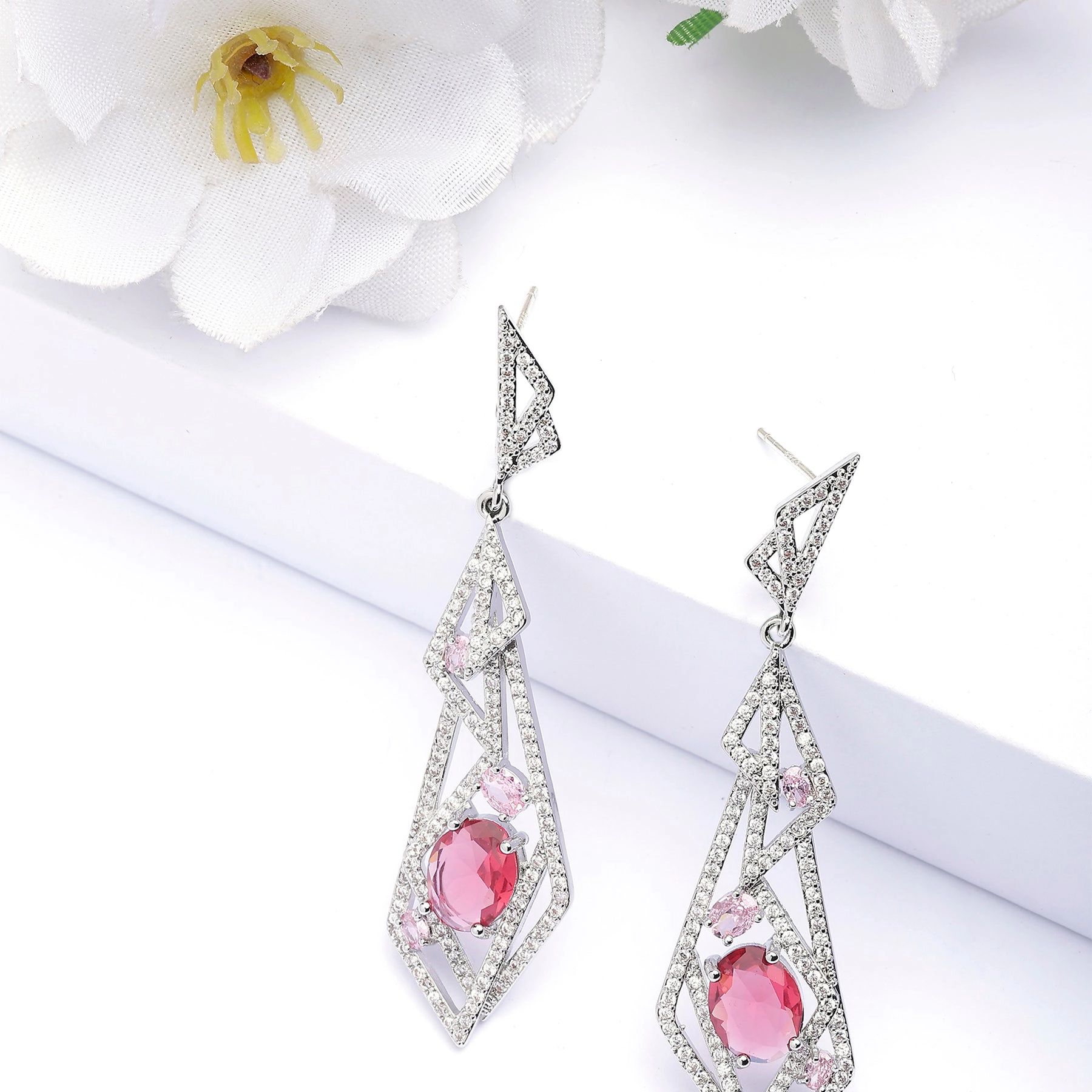 AGP PARIS Womens Glittering Hollow Geometric Drop Earrings