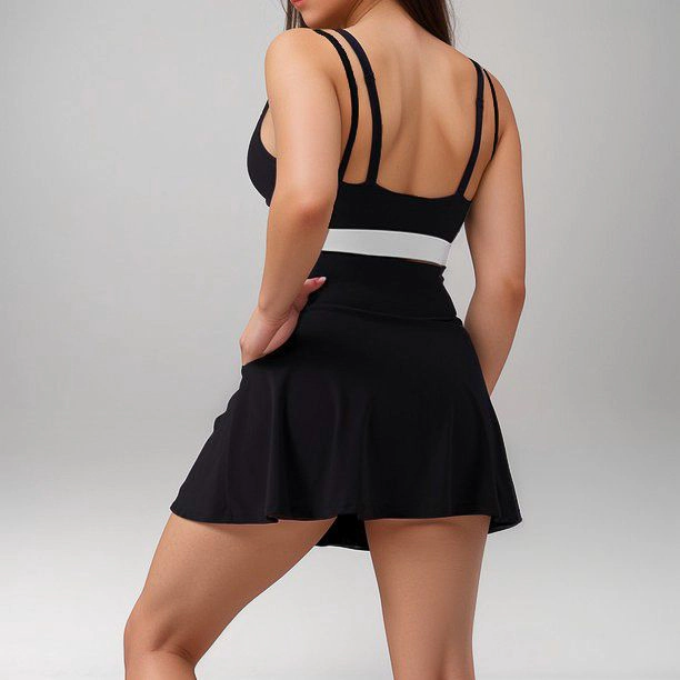 Anna-Kaci Women's Athletic Skort with Contrast Waistband and Flowing A-Line Design