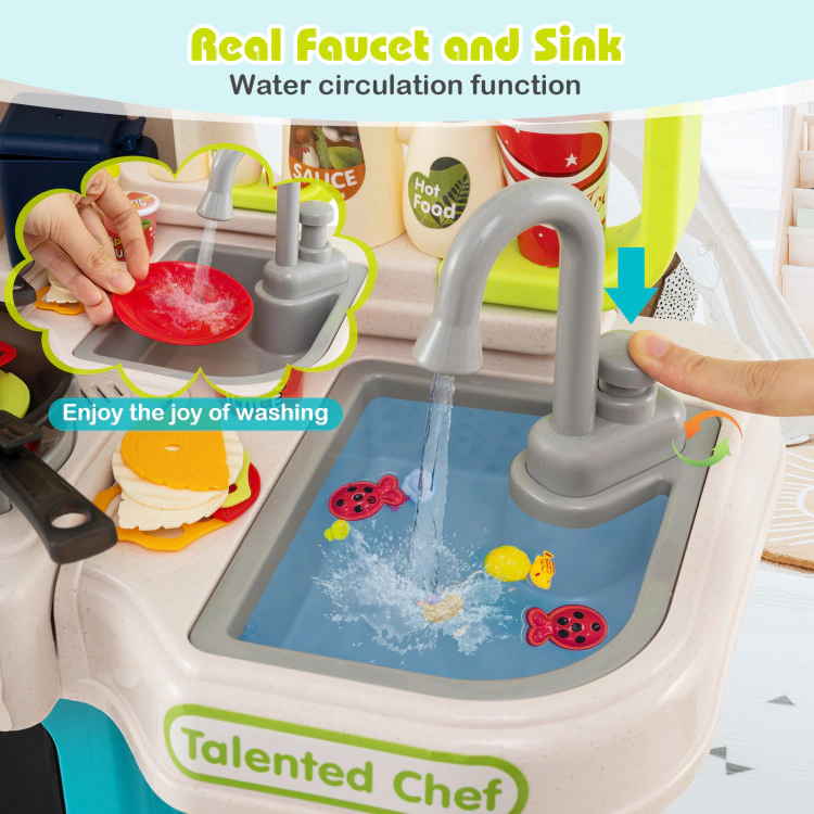 Hivvago Kids Kitchen Playset Pretend Play Kitchen with Realistic Sounds and Lights