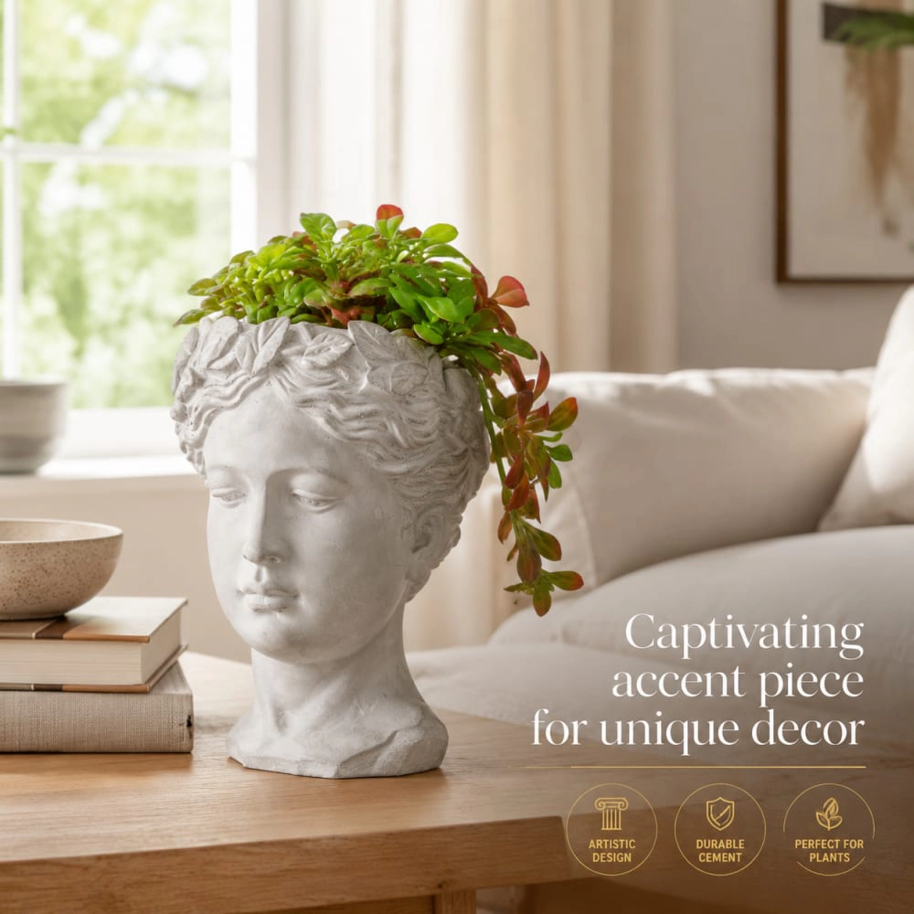 WOW PIONEER Solid Cement Decorative Planter Pot