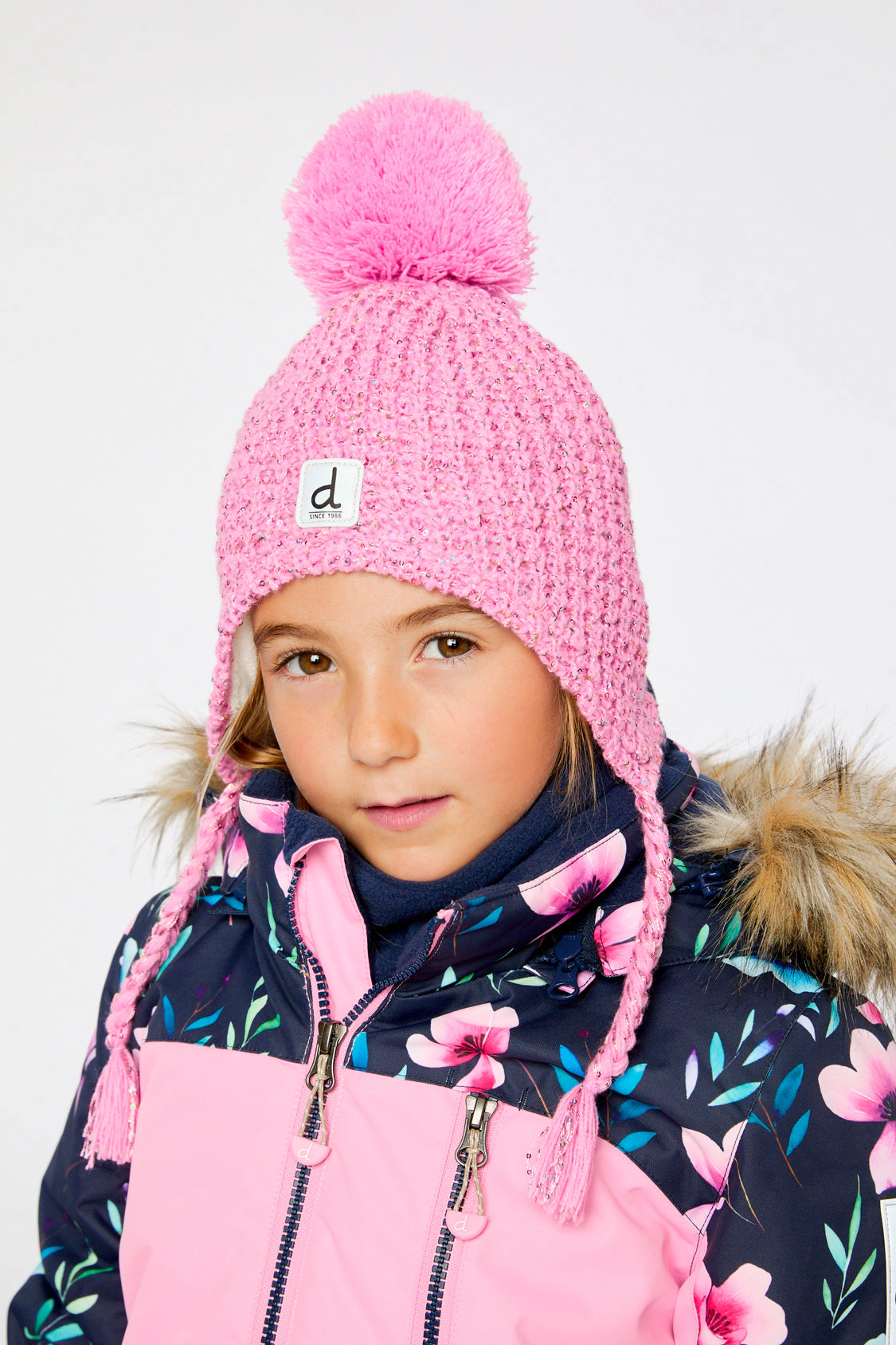 Deux par Deux Girls Winter Peruvian Knit Hat with Pompom