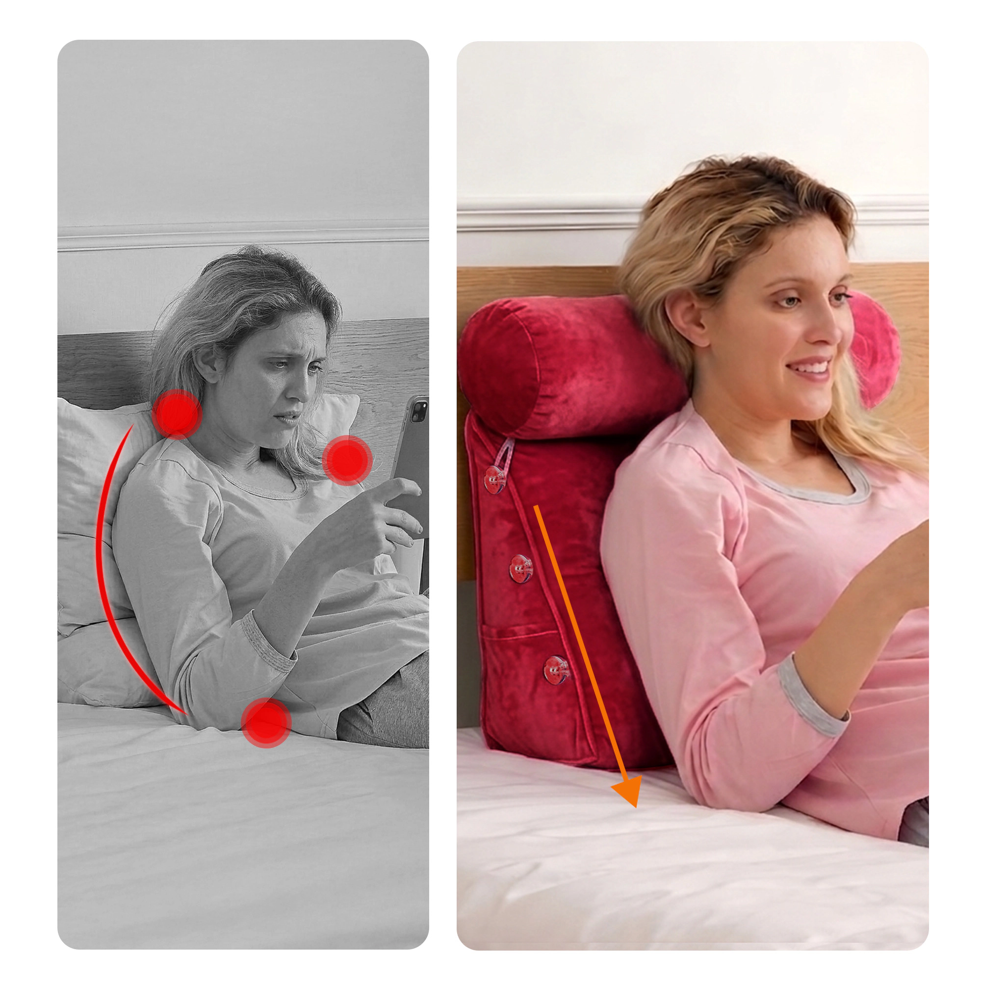 Cheer Collection Adjustable Wedge Reading Pillow with Detachable Bolster and Backrest Support