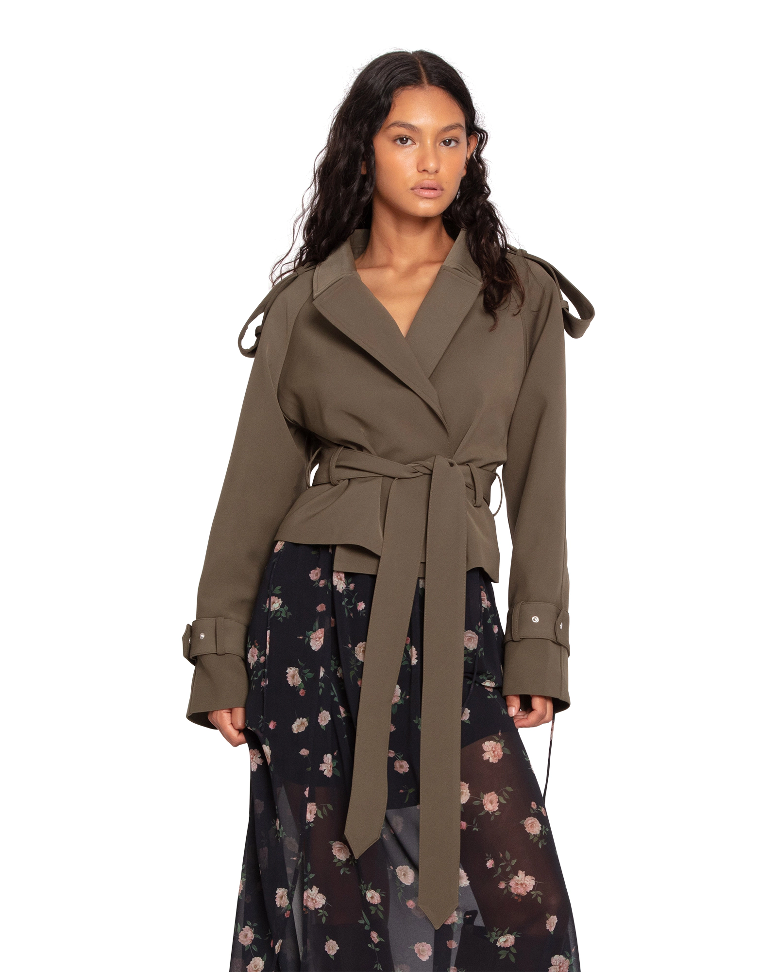 Belle & Bloom Womens Fast Car Cropped Trench