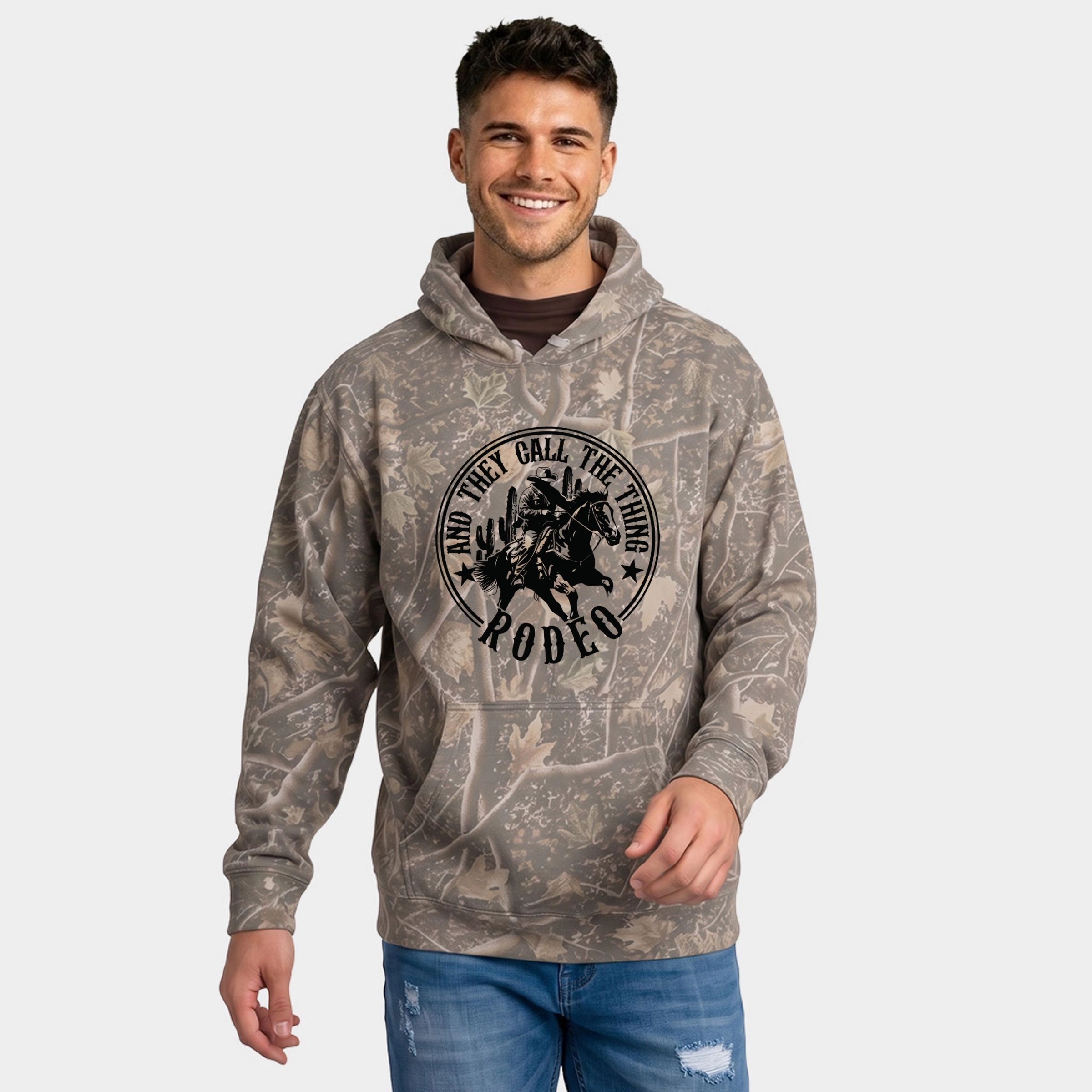 Simply Sage Market - Men's Camo Hoodie Call The Thing Rodeo Circle