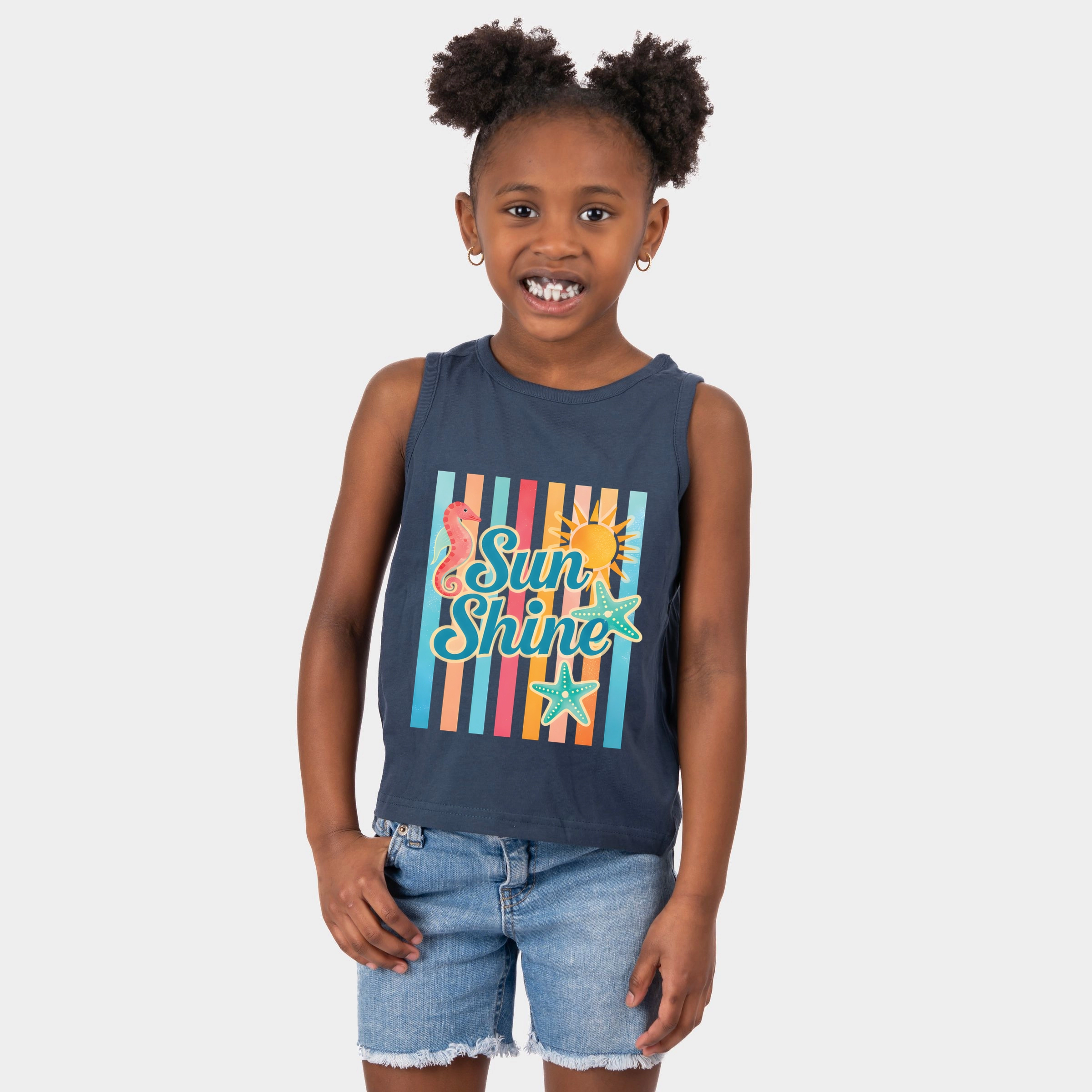 The Juniper Shop - Sunshine Seahorse Stripes Youth Tank Top