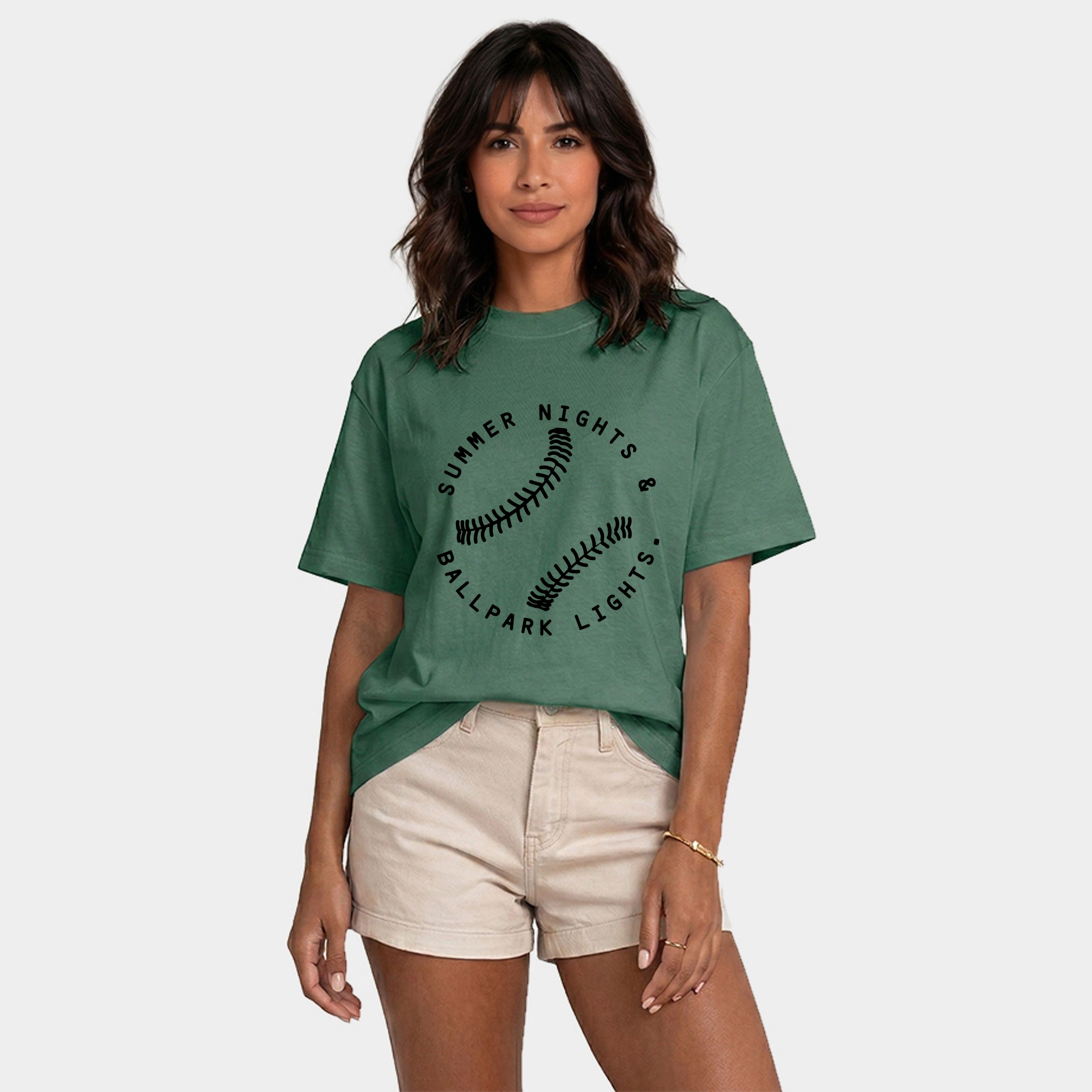 Simply Sage Market - Summer Nights And Ballpark Lights Women's Relaxed Boxy Tee